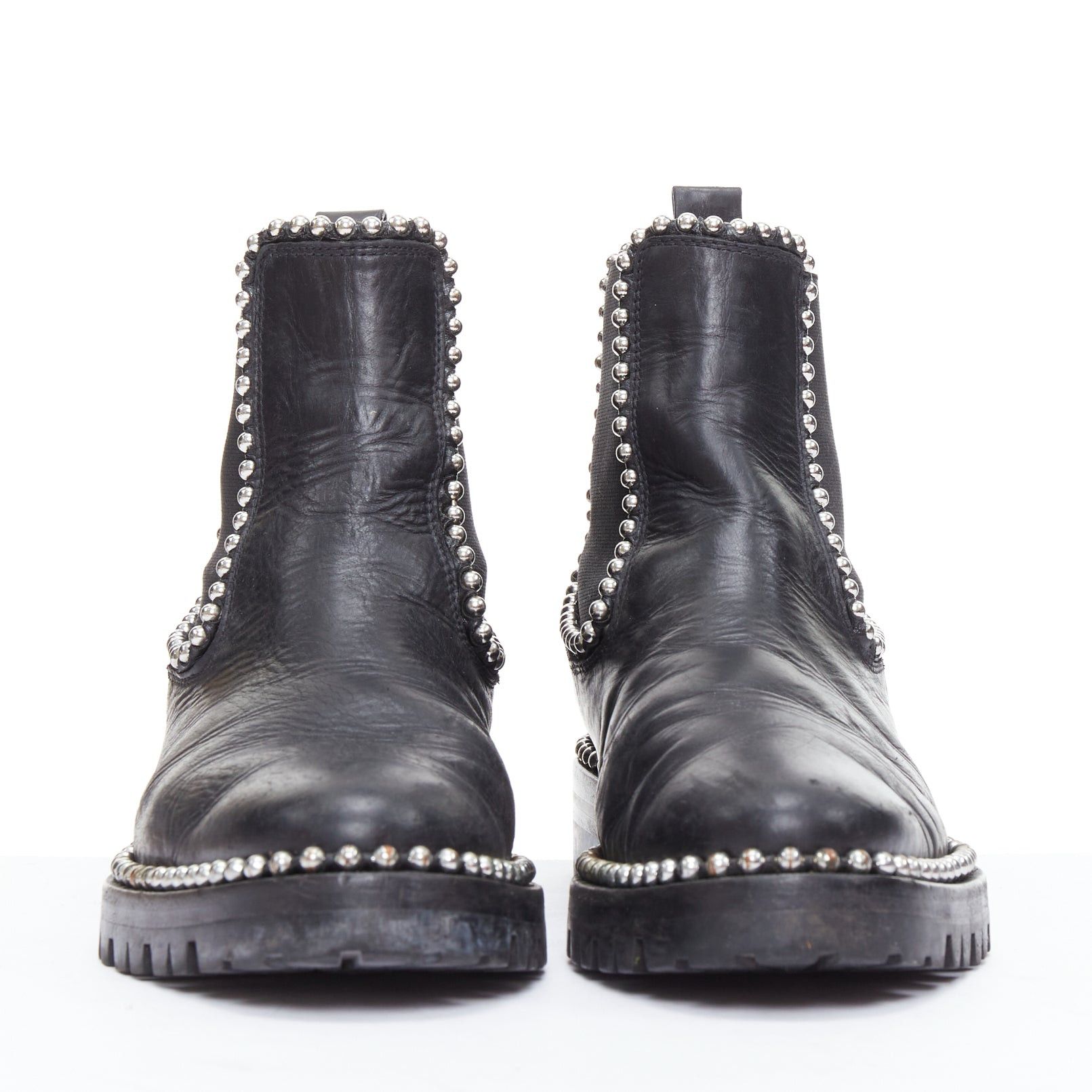 Alexander Wang ALEXANDER WANG Spencer black silver studded ankle chelsea boots EU39 Size US 9 / IT 39 - 3 Thumbnail