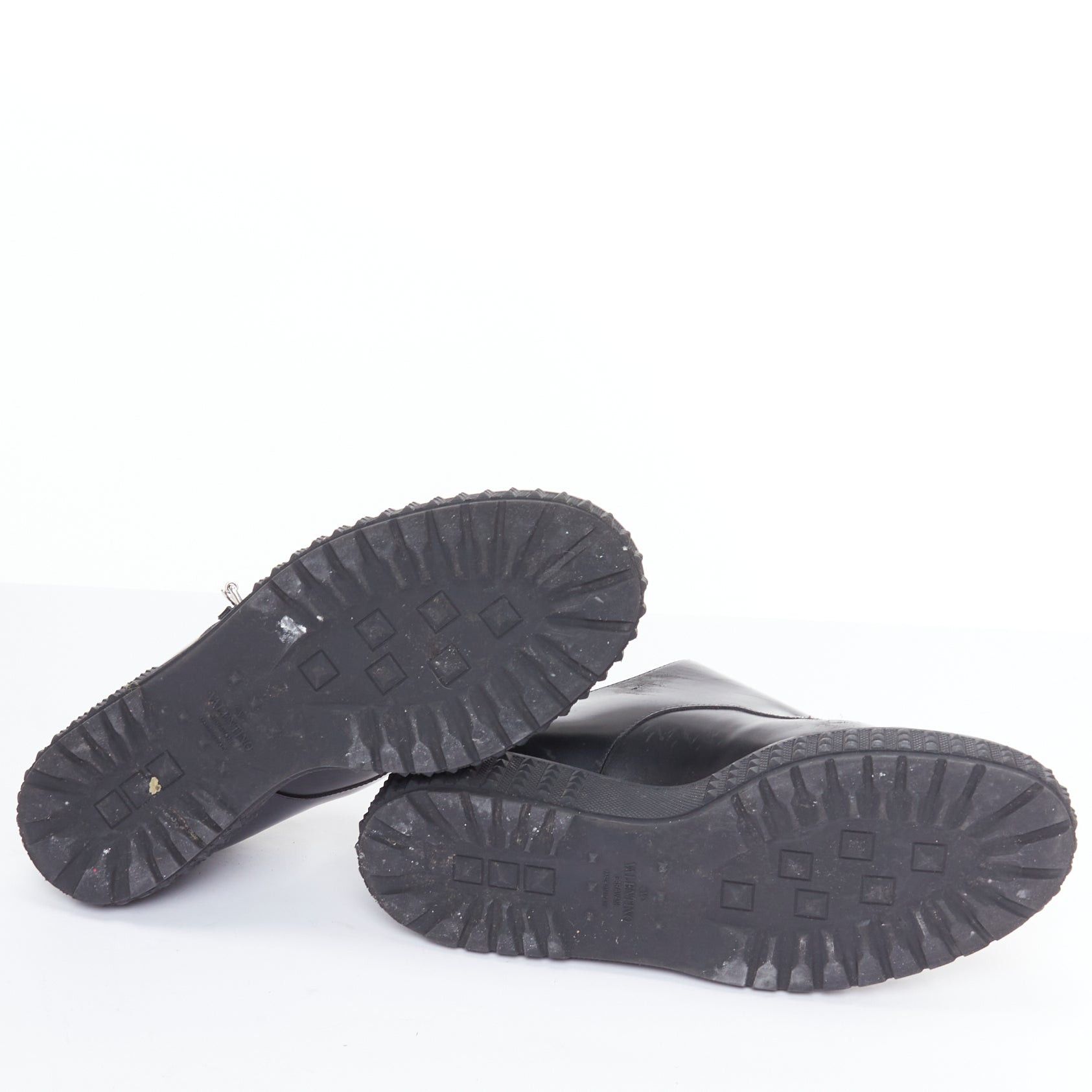 Valentino VALENTINO Rockstud black leather silver buckles stud midsole monk shoes EU38 Size US 8 / IT 38 - 11 Thumbnail