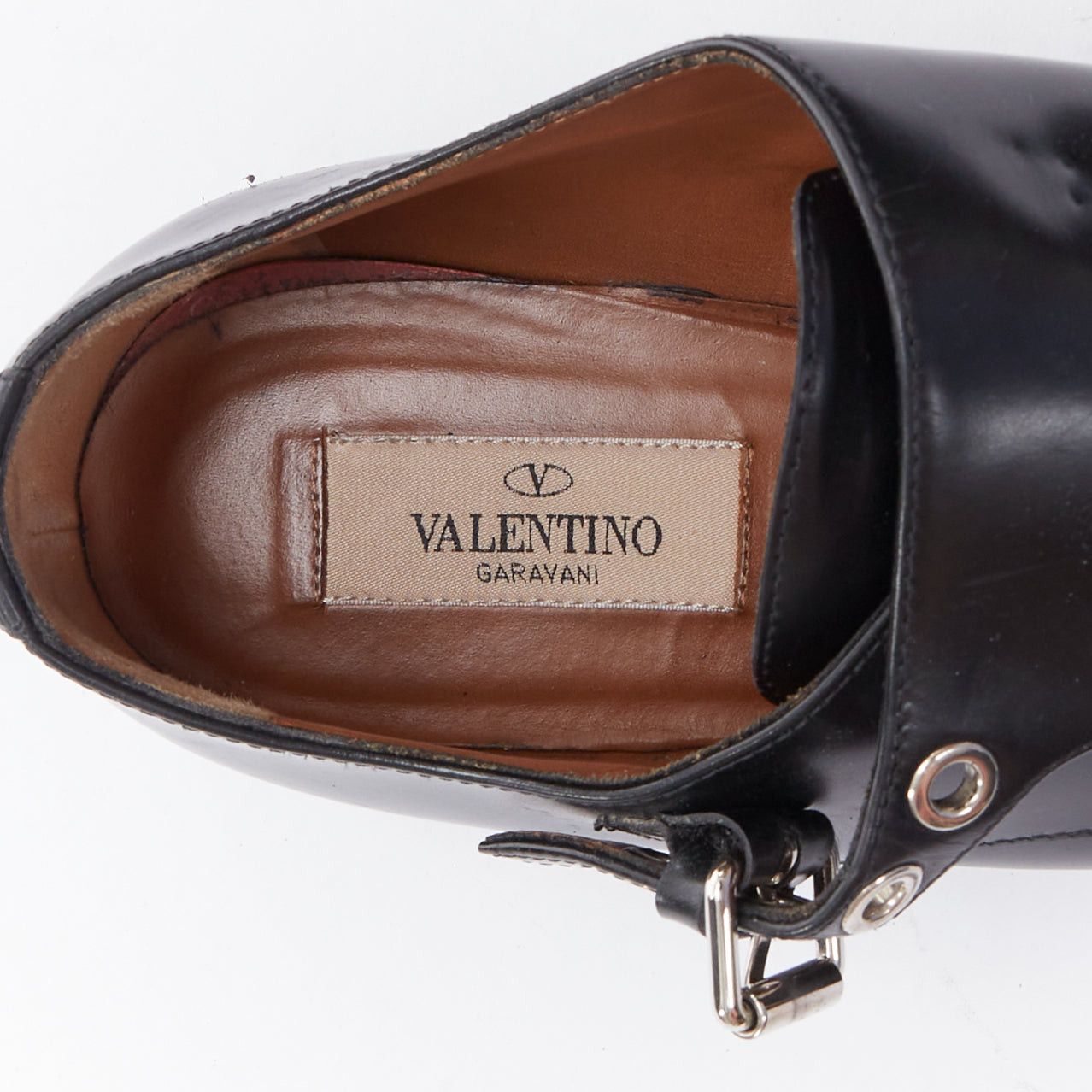 Valentino VALENTINO Rockstud black leather silver buckles stud midsole monk shoes EU38 Size US 8 / IT 38 - 9 Thumbnail
