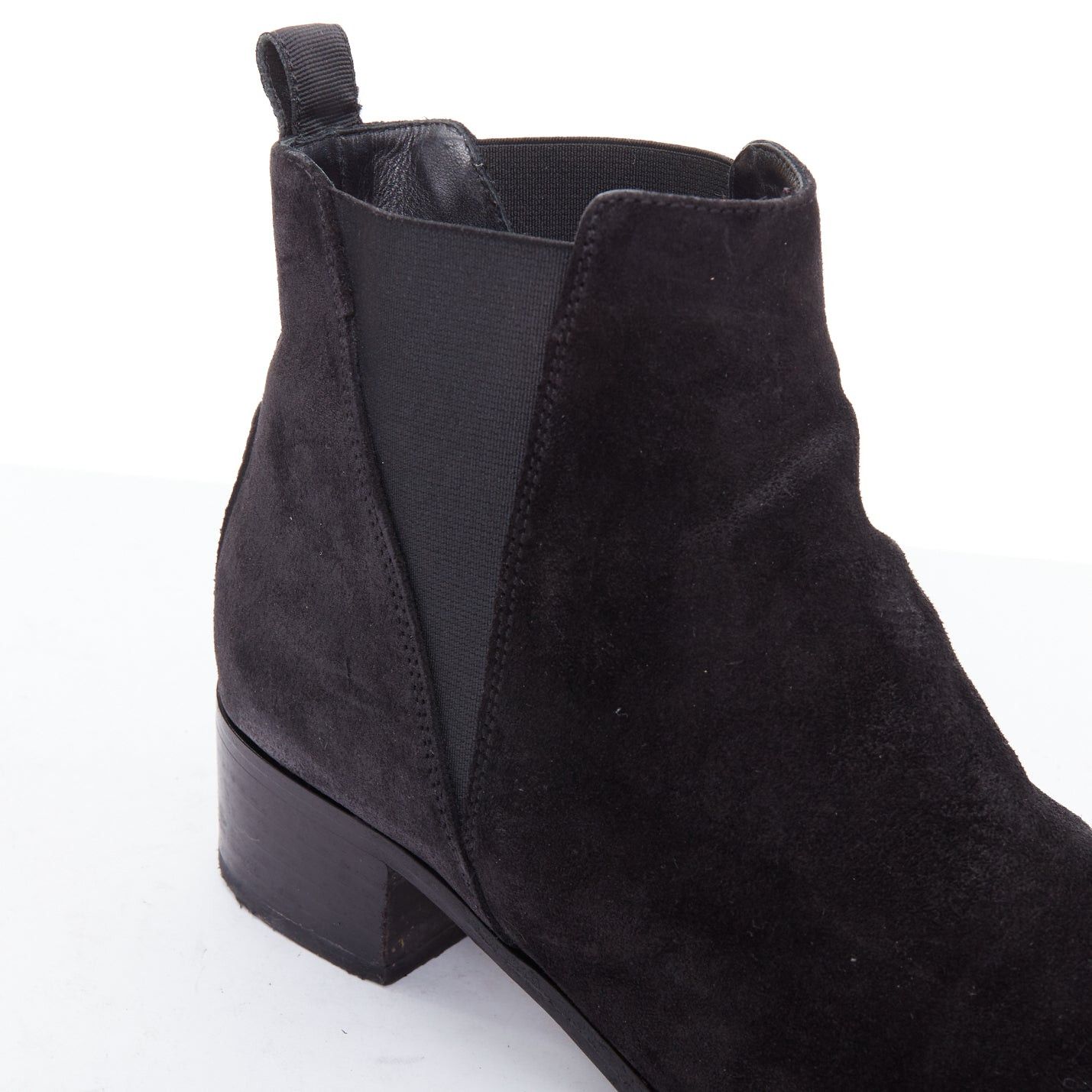 Acne Studios ACNE STUDIOS Jensen black suede geometric gusset boots EU38 Size US 8 / IT 38 - 7 Thumbnail