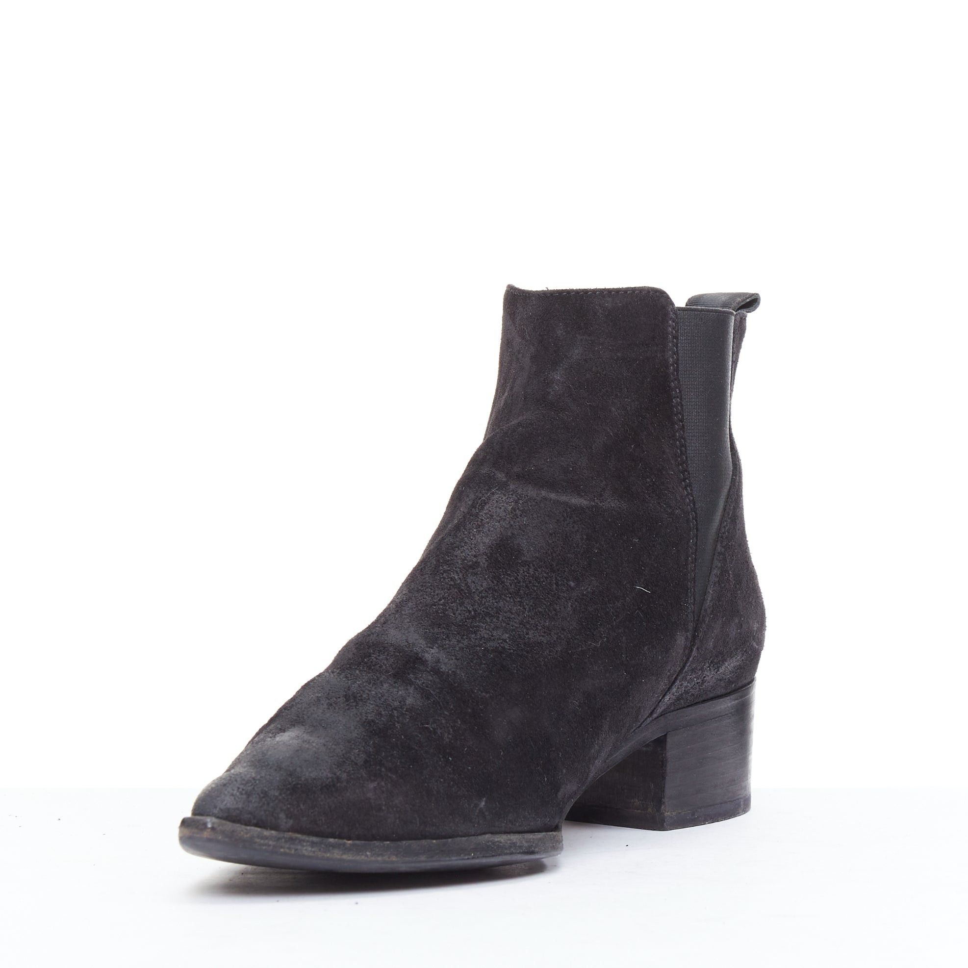 Acne Studios ACNE STUDIOS Jensen black suede geometric gusset boots EU38 Size US 8 / IT 38 - 4 Thumbnail