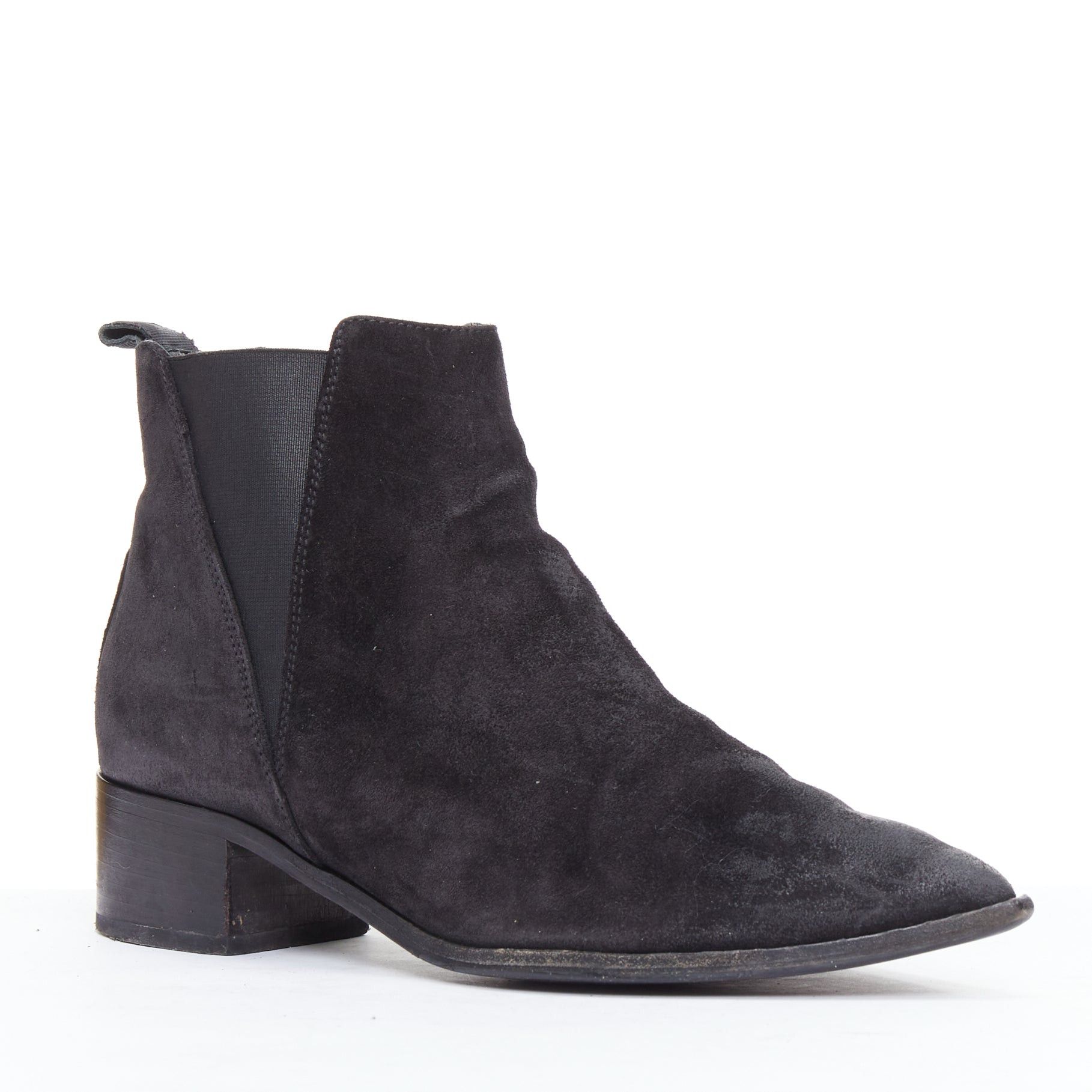 Acne Studios ACNE STUDIOS Jensen black suede geometric gusset boots EU38 Size US 8 / IT 38 - 2 Thumbnail