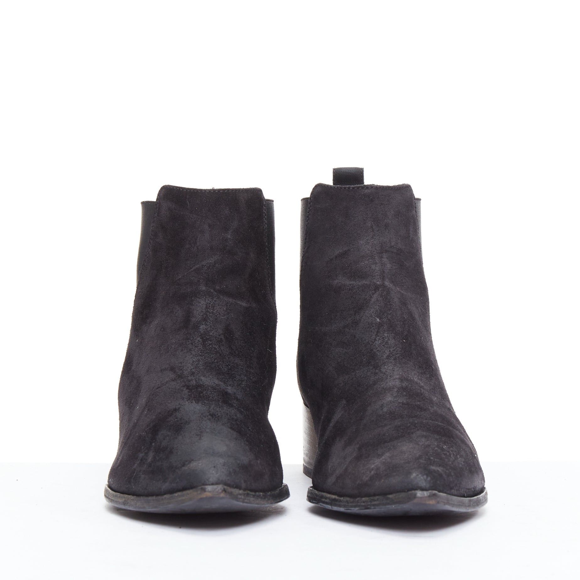 Acne Studios ACNE STUDIOS Jensen black suede geometric gusset boots EU38 Size US 8 / IT 38 - 3 Thumbnail