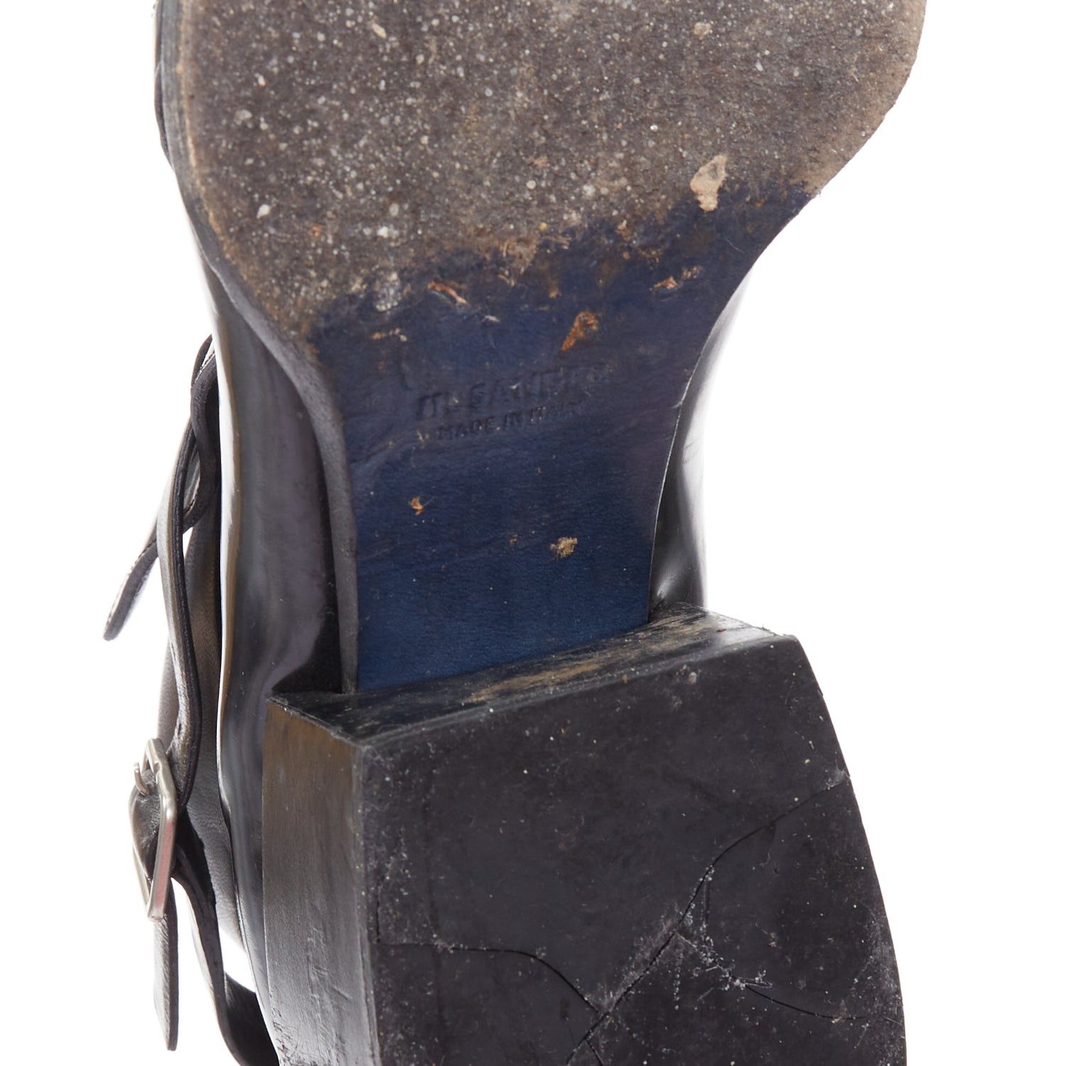 Jil Sander JIL SANDER black leather silver buckle block heel ankle boots EU38 Size US 8 / IT 38 - 11 Thumbnail