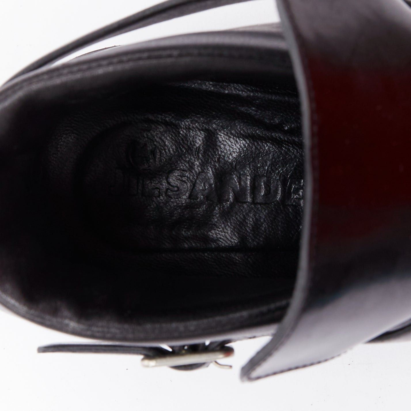 Jil Sander JIL SANDER black leather silver buckle block heel ankle boots EU38 Size US 8 / IT 38 - 9 Thumbnail