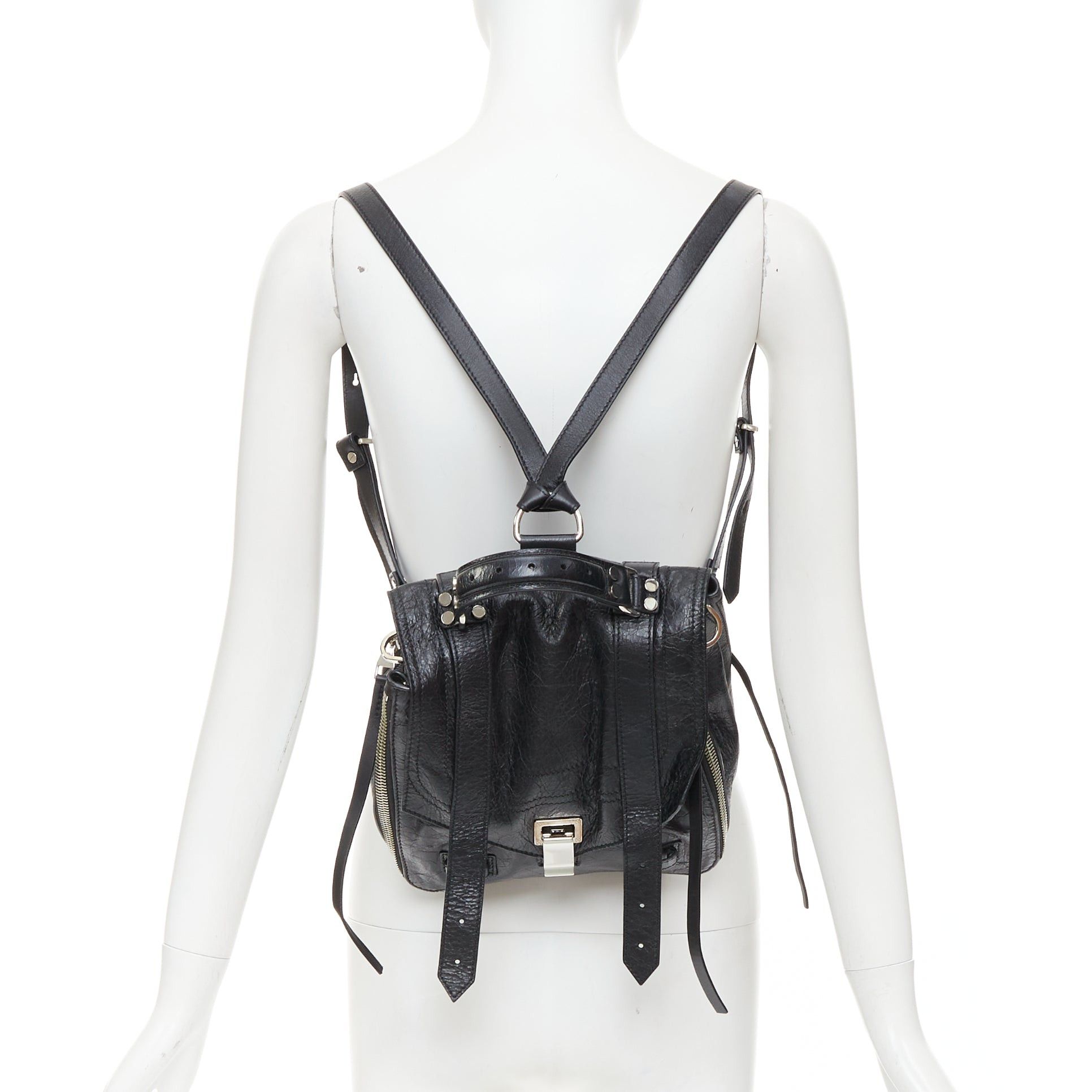 Proenza Schouler rare PROENZA SCHOULER PS1 black textured leather silver hardware small backpack Size ONE SIZE - 2 Thumbnail
