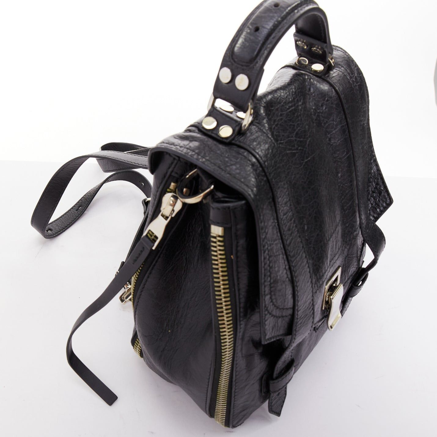Proenza Schouler rare PROENZA SCHOULER PS1 black textured leather silver hardware small backpack Size ONE SIZE - 7 Thumbnail