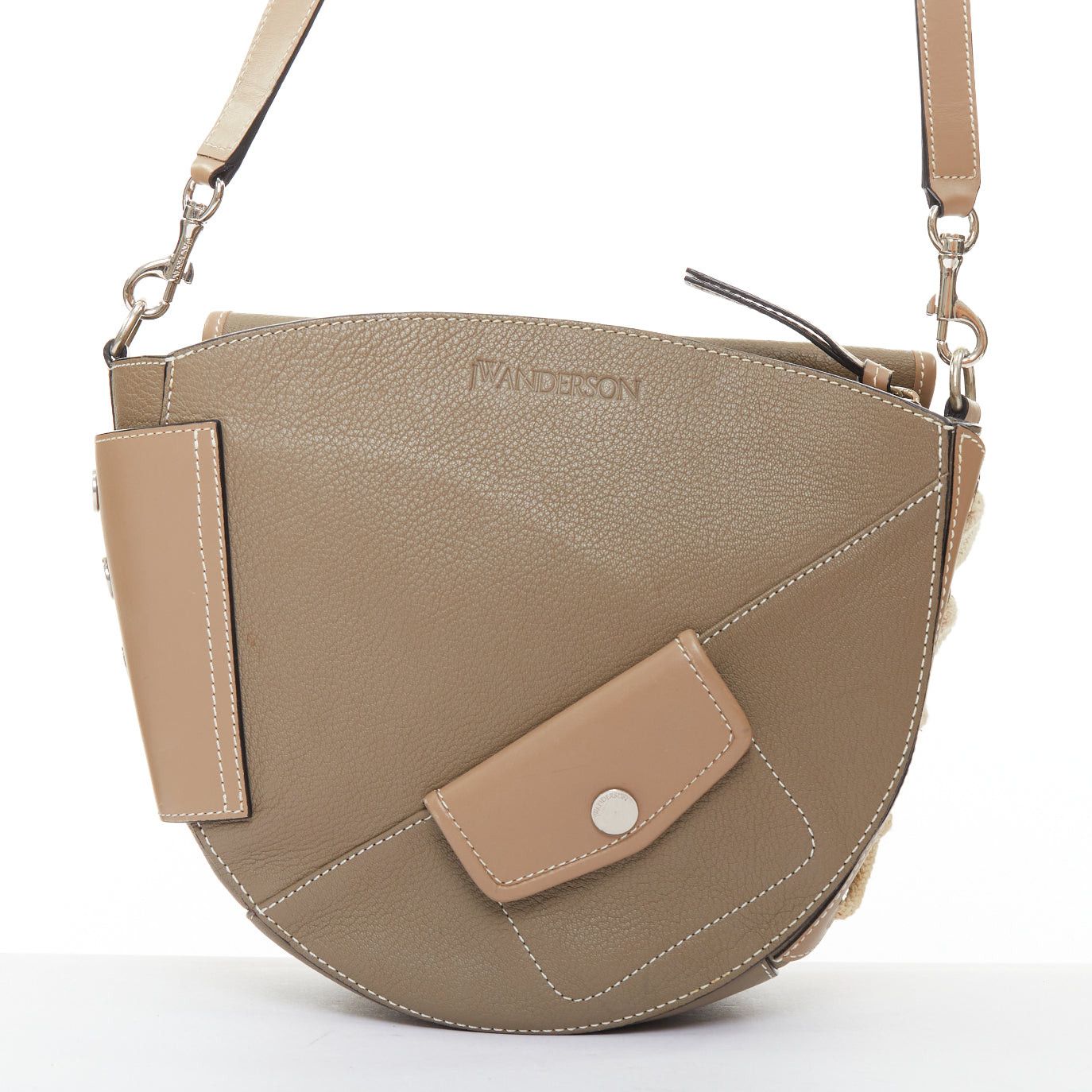 JW Anderson JW ANDERSON Bike taupe leather pocket braided half moon crossbody bag Size ONE SIZE - 5 Thumbnail