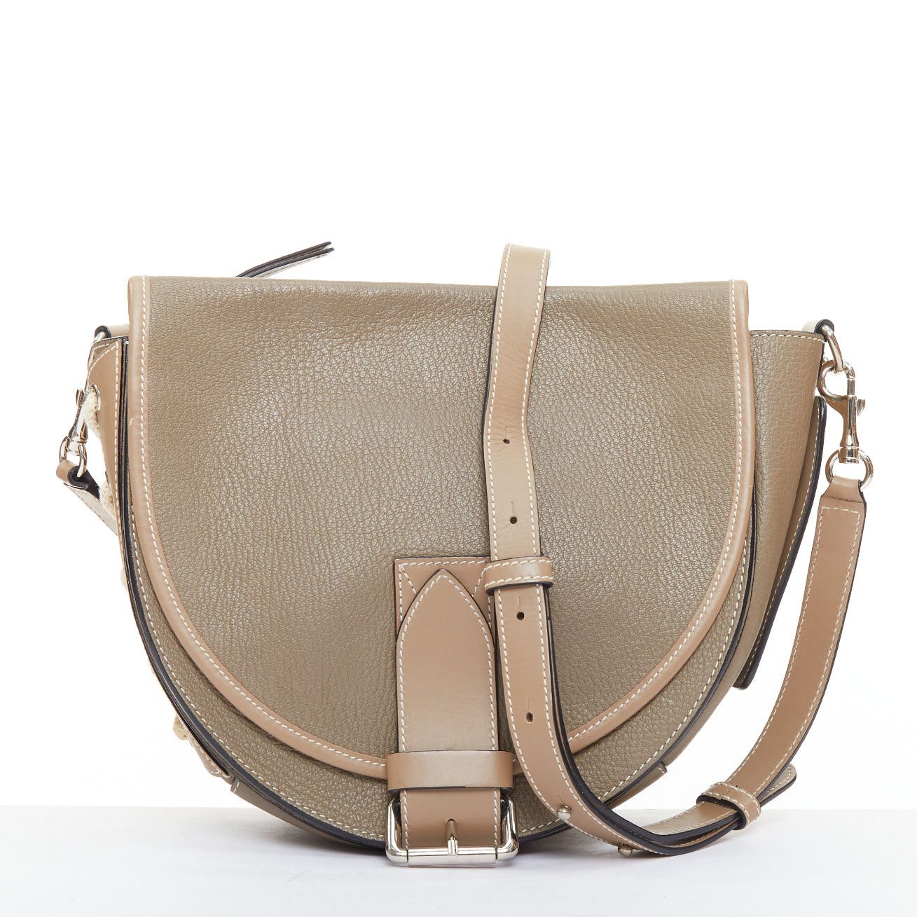 JW Anderson JW ANDERSON Bike taupe leather pocket braided half moon crossbody bag Size ONE SIZE - 3 Thumbnail