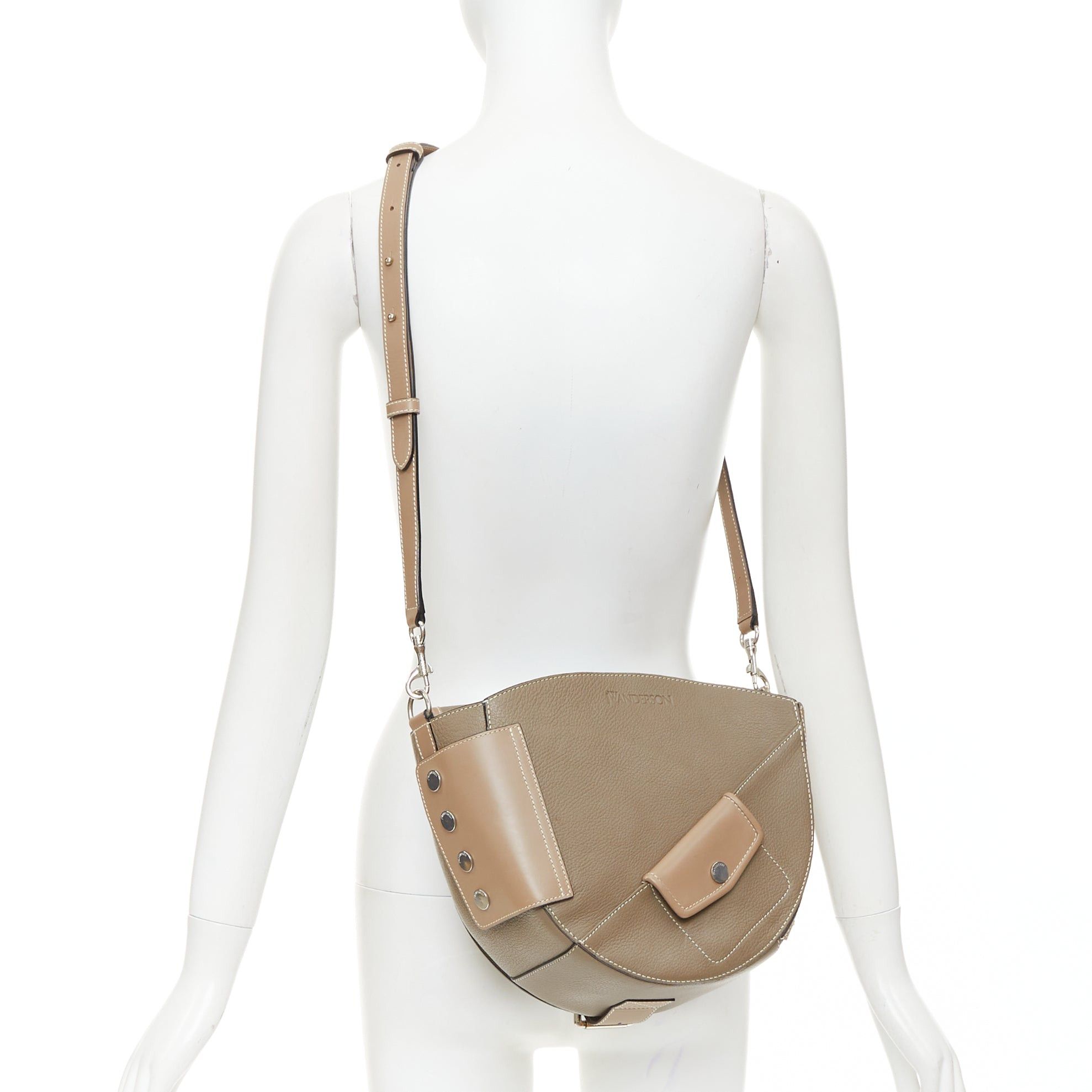 JW Anderson JW ANDERSON Bike taupe leather pocket braided half moon crossbody bag Size ONE SIZE - 2 Thumbnail