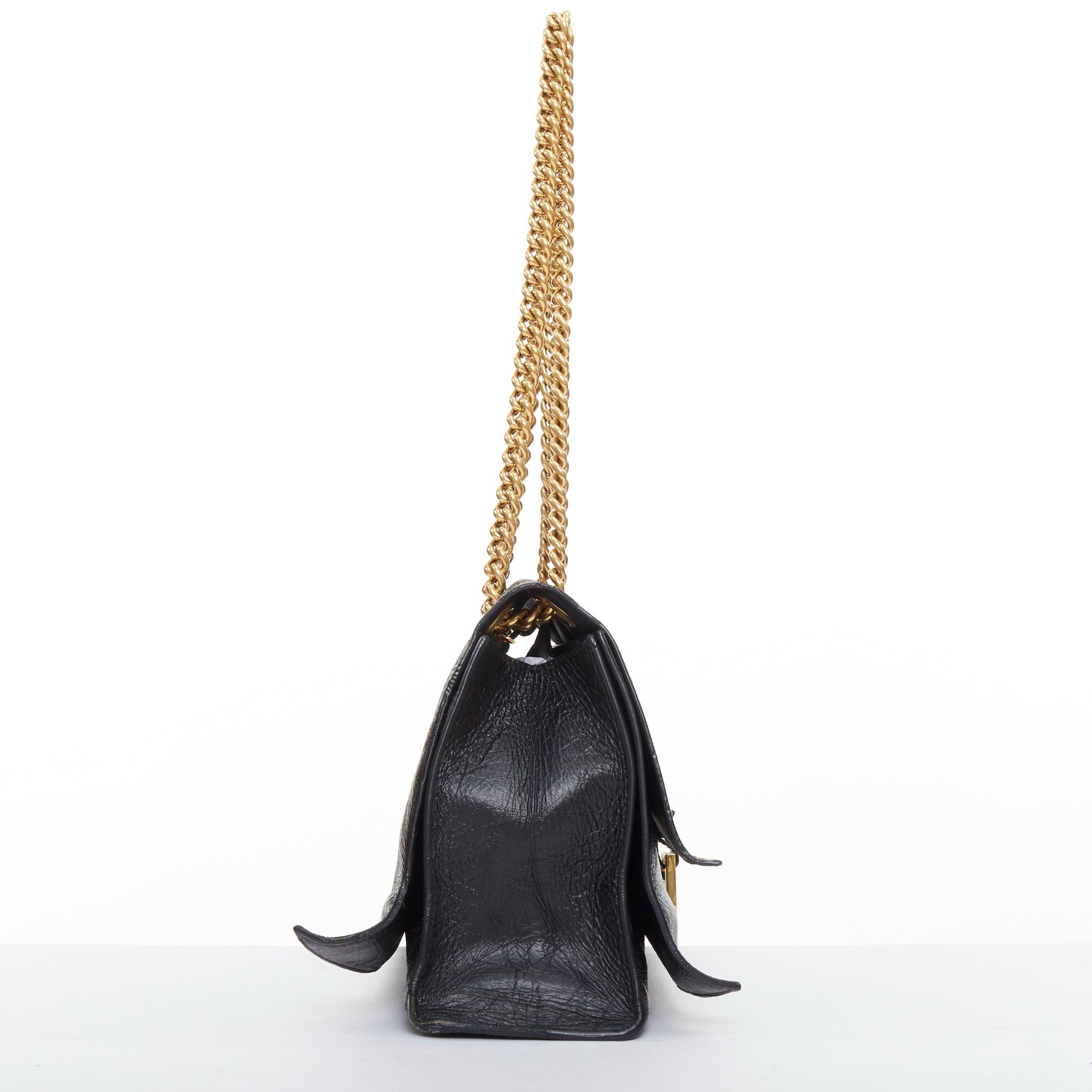 Balenciaga BALENCIAGA Crush Medum black textured leather gold B chain flap shoulder bag Size ONE SIZE - 4 Thumbnail