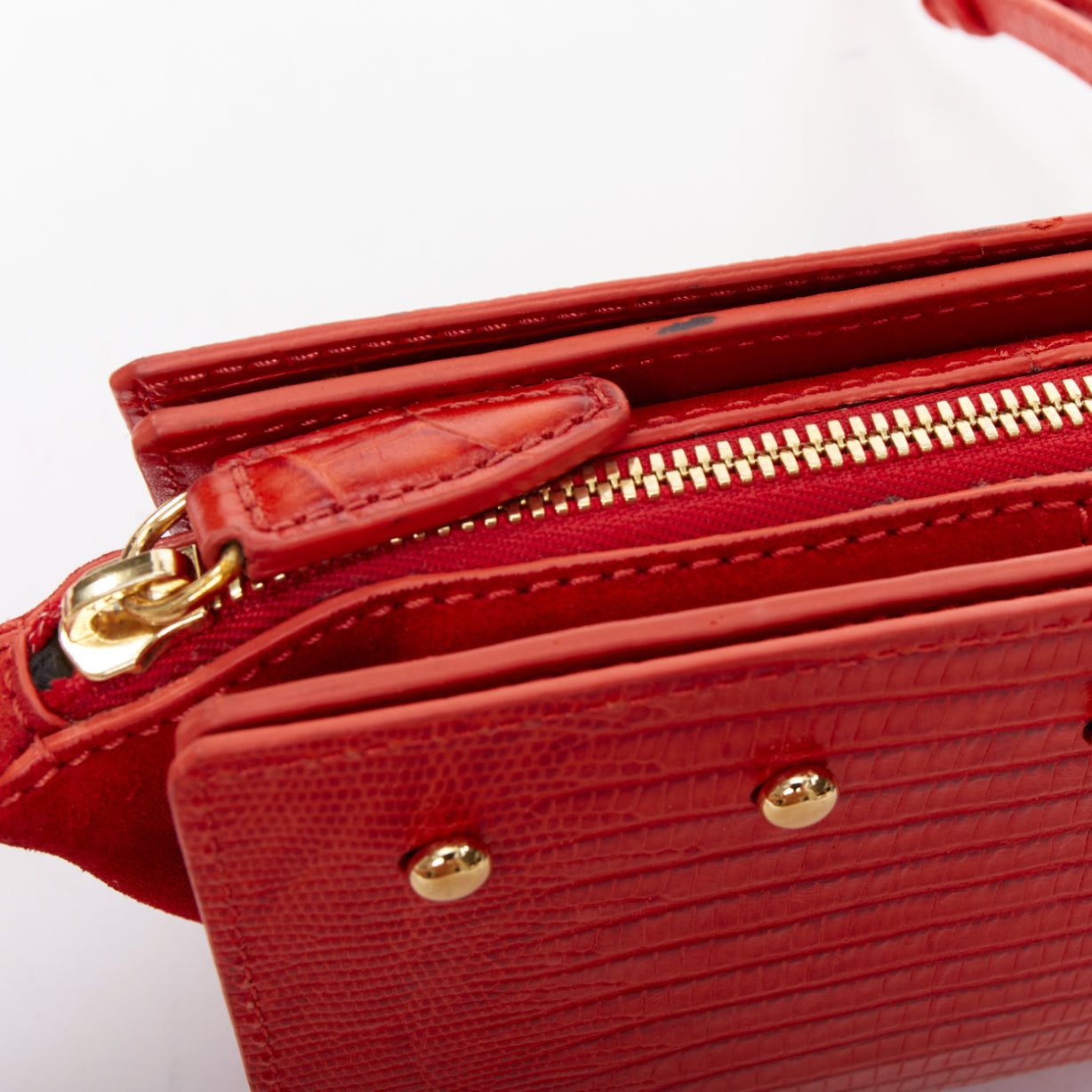Alexander Wang ALEXANDER WANG Pelican Sling red croc embossed leather studded crossbody bag Size ONE SIZE - 7 Thumbnail