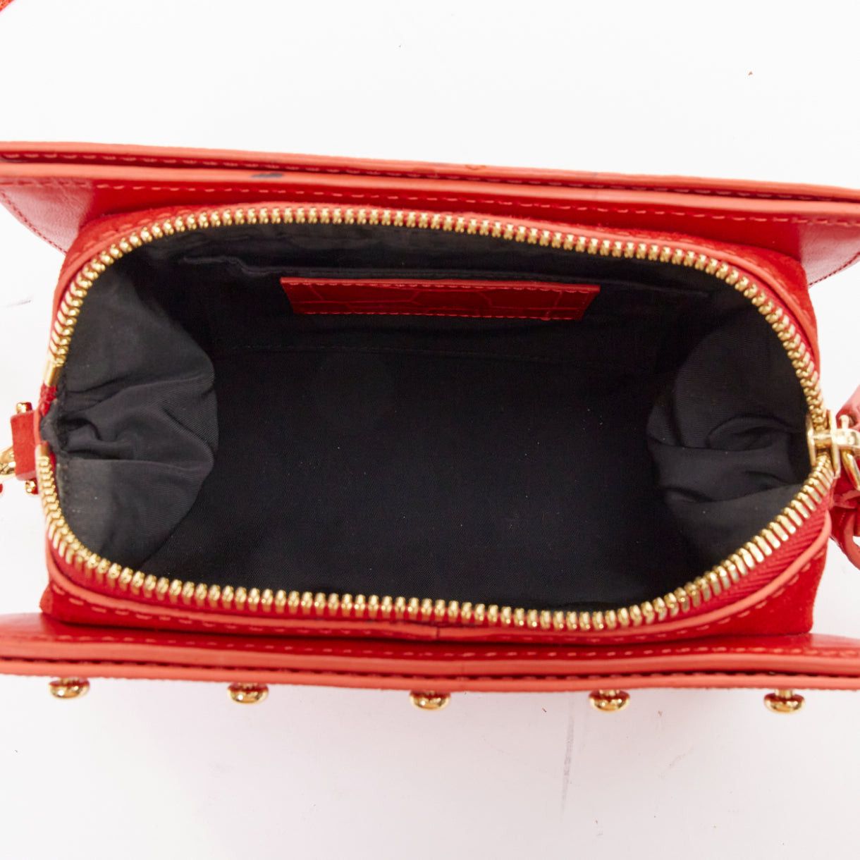 Alexander Wang ALEXANDER WANG Pelican Sling red croc embossed leather studded crossbody bag Size ONE SIZE - 9 Thumbnail