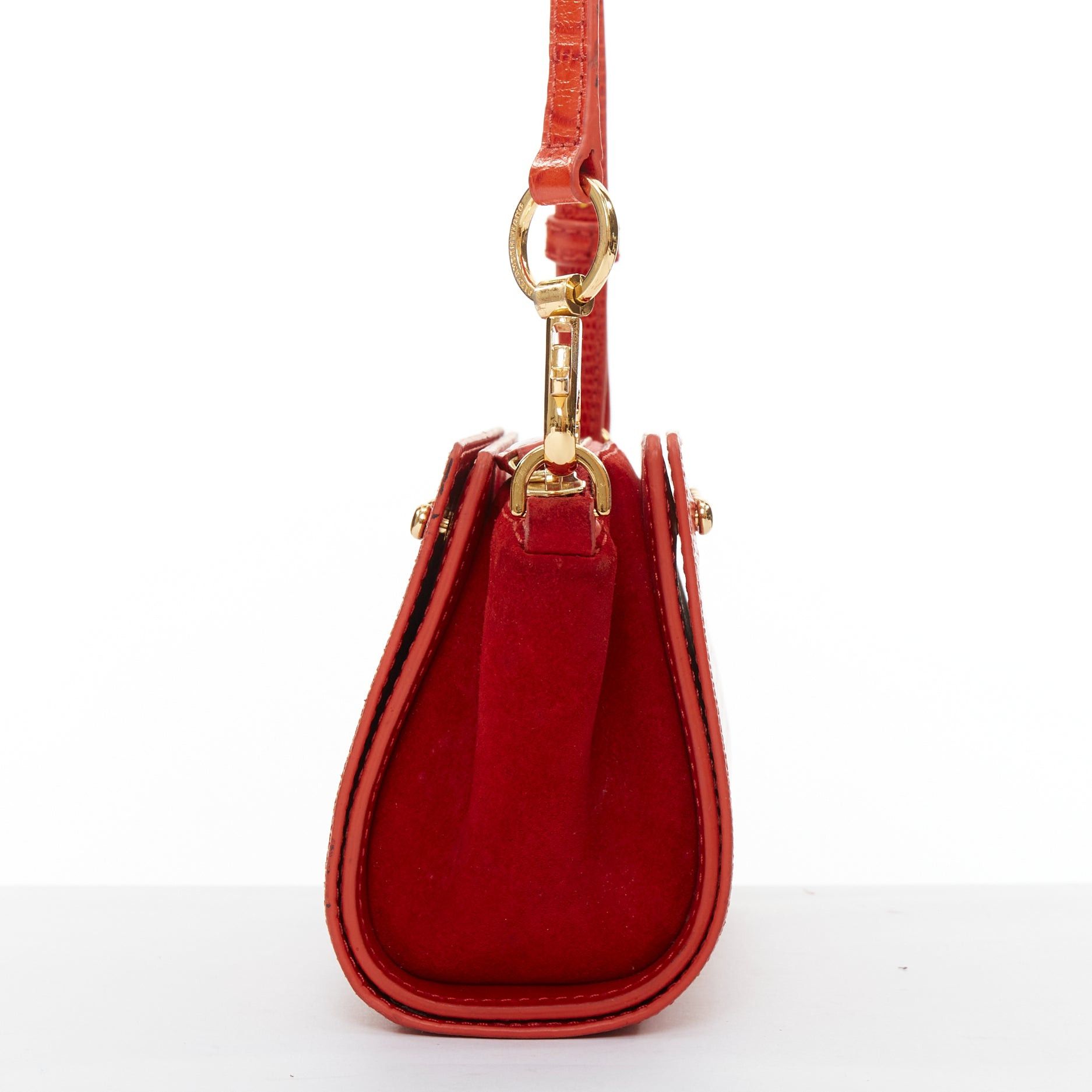 Alexander Wang ALEXANDER WANG Pelican Sling red croc embossed leather studded crossbody bag Size ONE SIZE - 4 Thumbnail