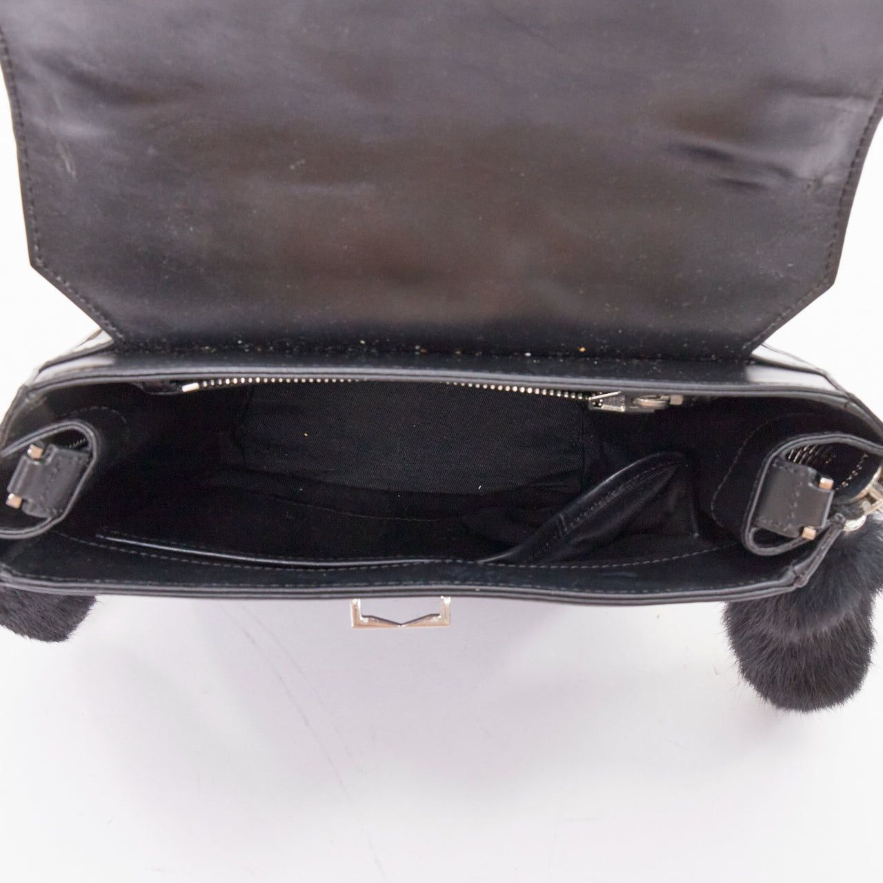 Alexander Wang ALEXANDER WANG Devere black rabbit fur trim geometric structural bag Size ONE SIZE - 9 Thumbnail