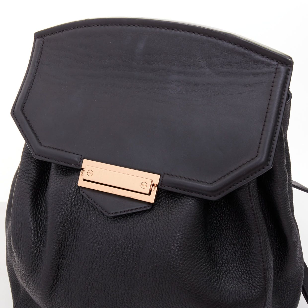 Alexander Wang ALEXANDER WANG Prisma Skeletal black rose gold pebbled leather backpack Size ONE SIZE - 6 Thumbnail