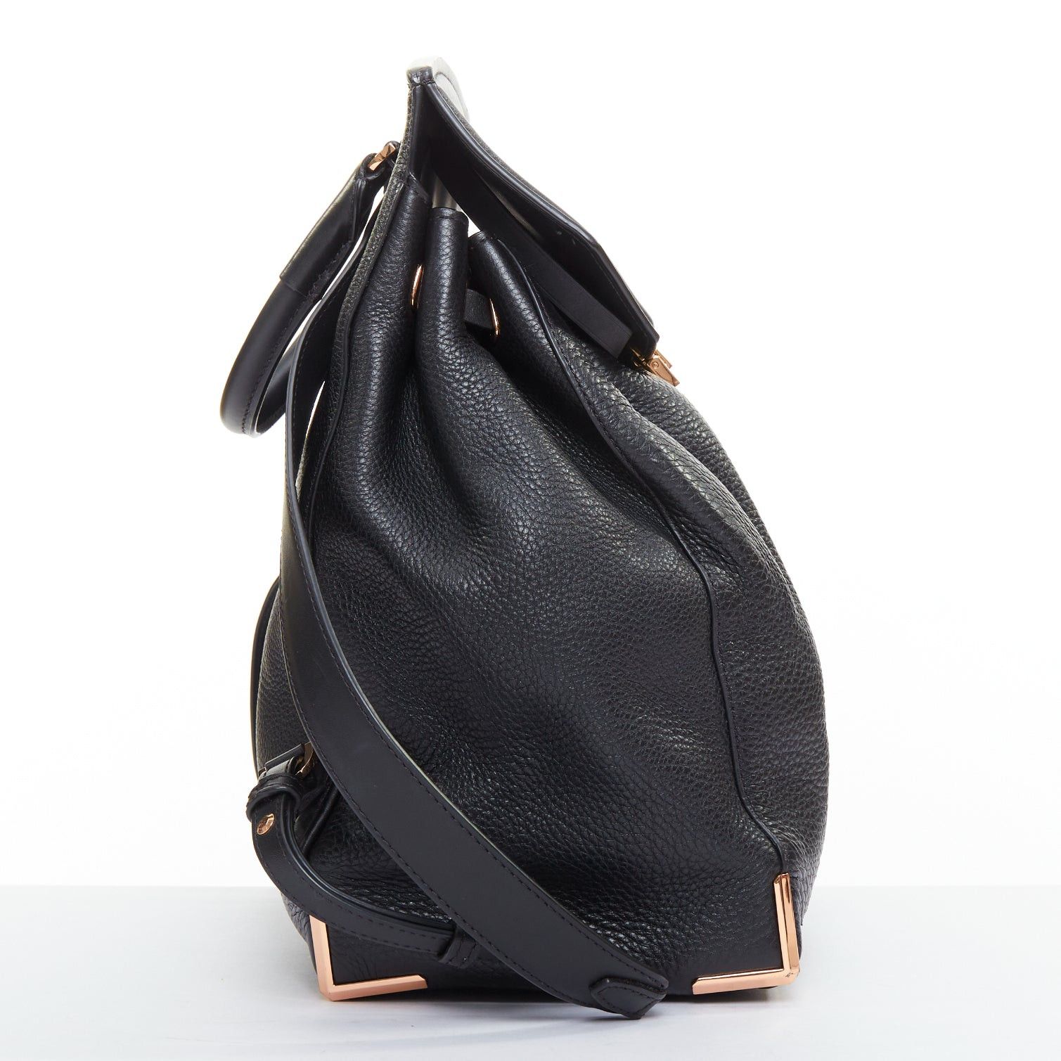 Alexander Wang ALEXANDER WANG Prisma Skeletal black rose gold pebbled leather backpack Size ONE SIZE - 3 Thumbnail