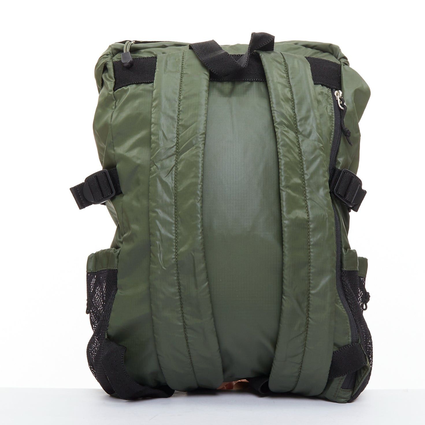 Zucca ZUCCA green nylon black plastic buckles strapped cargo flap backpack Size ONE SIZE - 4 Thumbnail