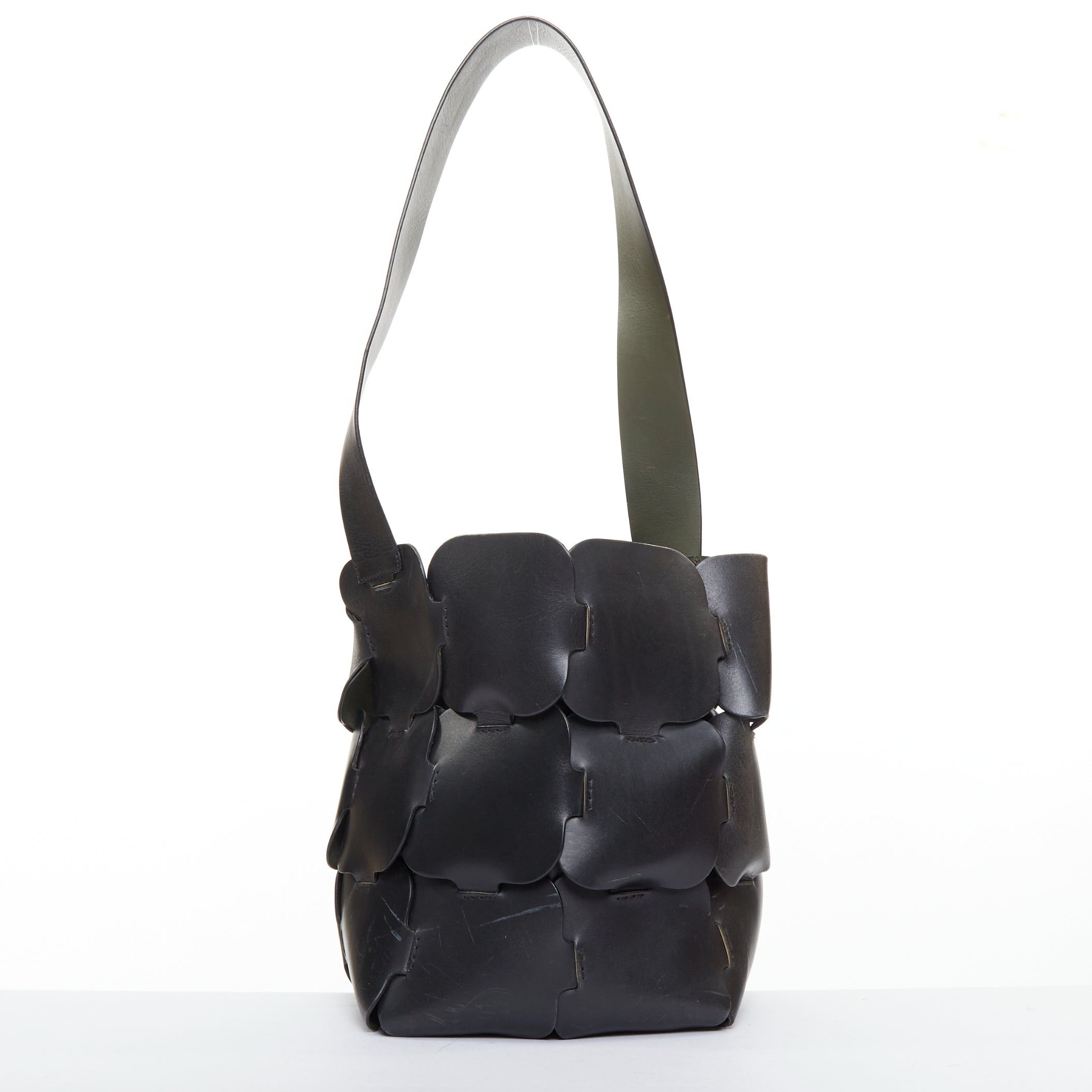 Paco Rabanne PACO RABANNE Bucket black puzzle leather patch medium shoulder bag Size ONE SIZE - 4 Thumbnail