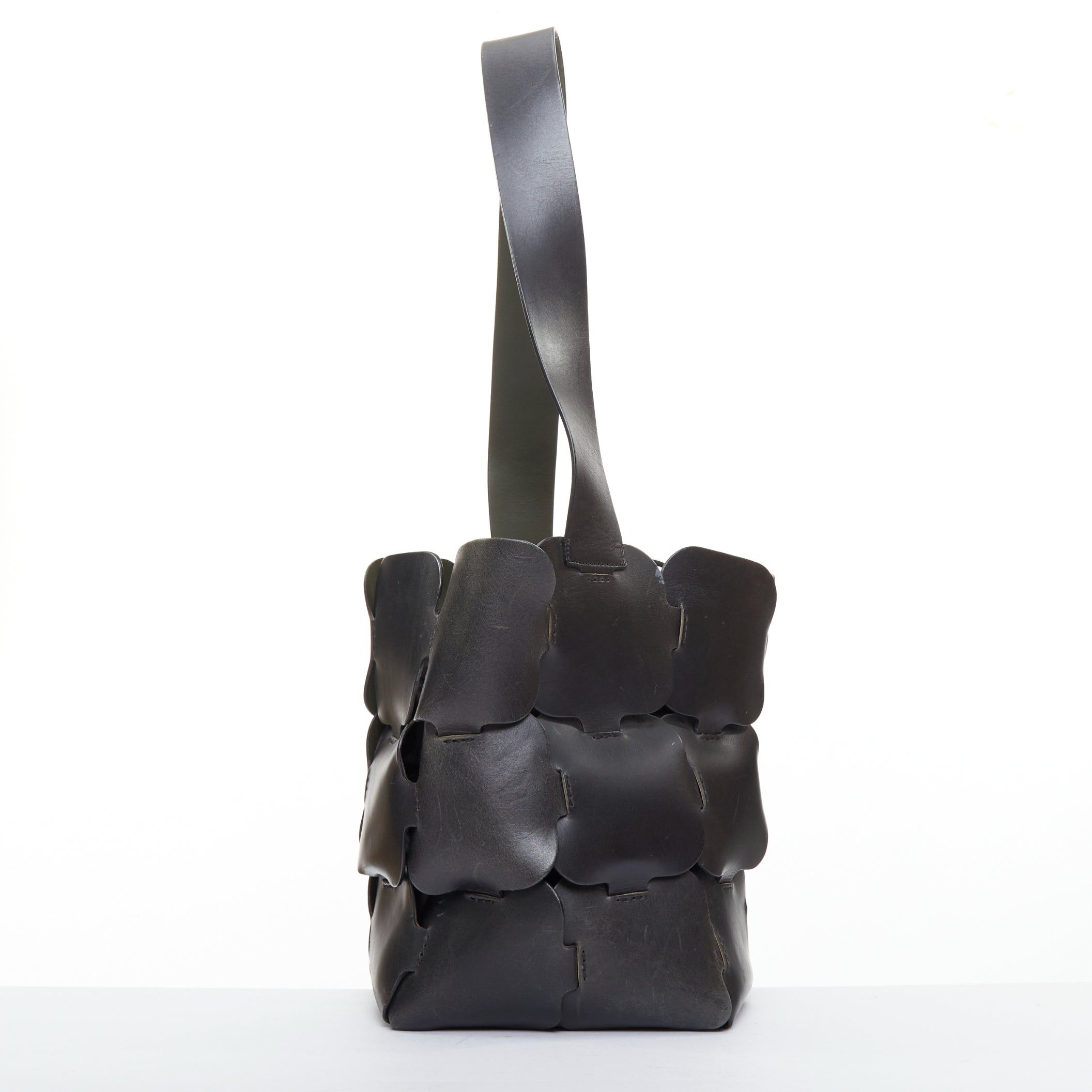 Paco Rabanne PACO RABANNE Bucket black puzzle leather patch medium shoulder bag Size ONE SIZE - 3 Thumbnail