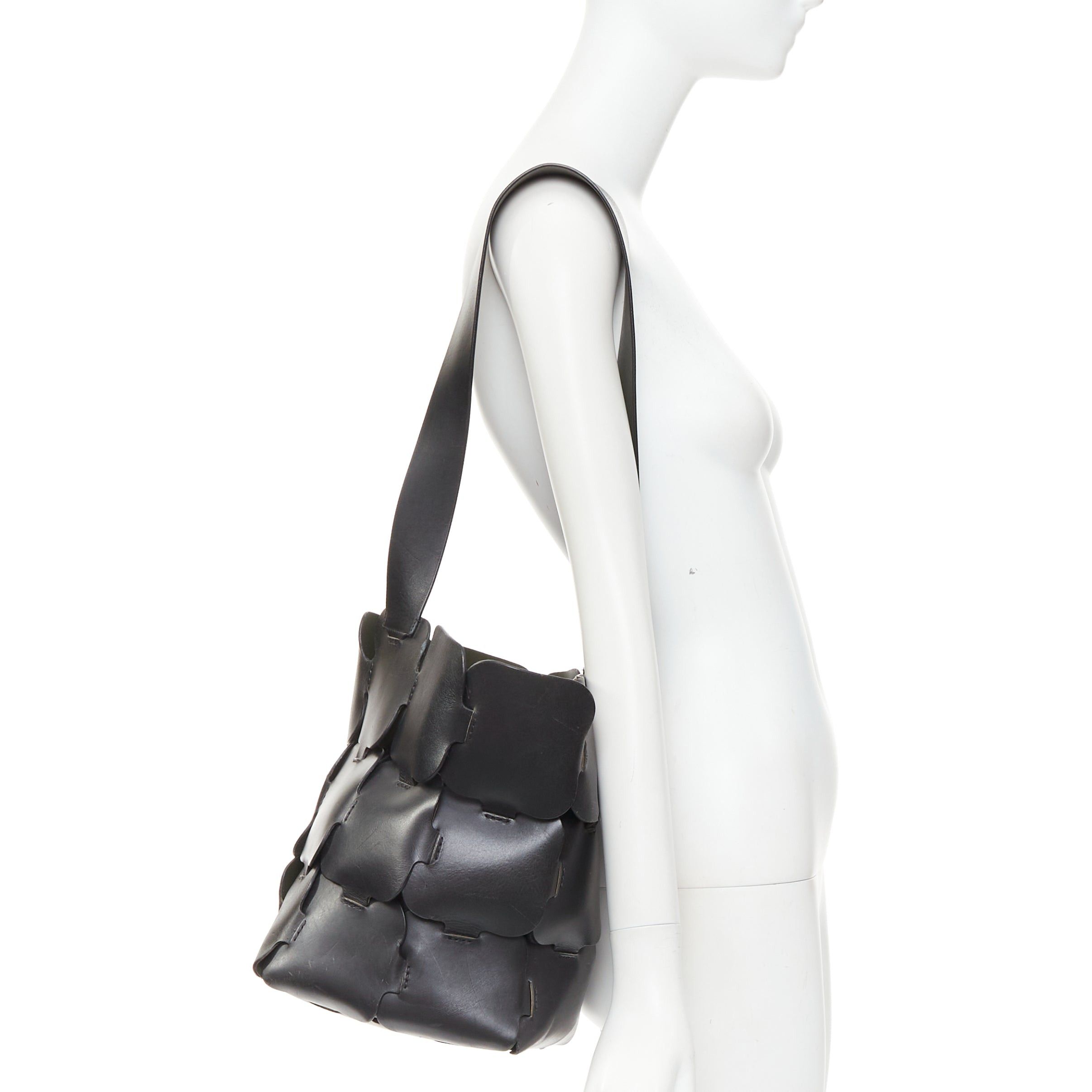Paco Rabanne PACO RABANNE Bucket black puzzle leather patch medium shoulder bag Size ONE SIZE - 2 Thumbnail