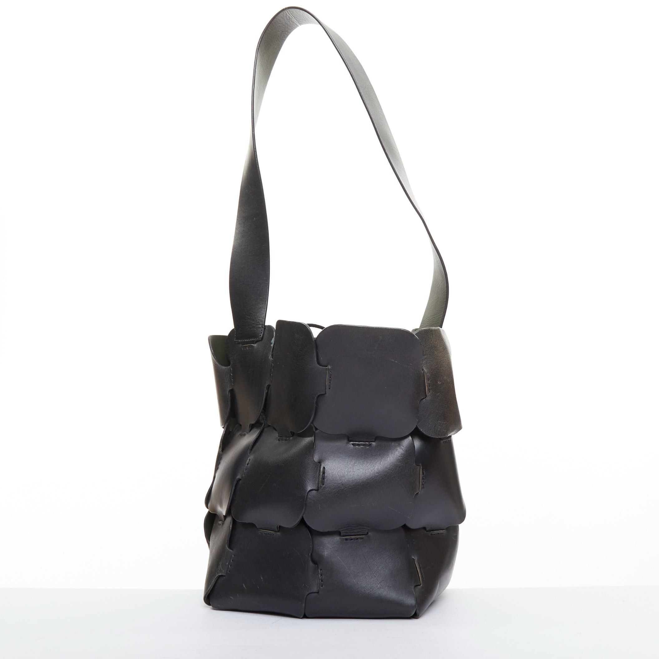 Paco Rabanne PACO RABANNE Bucket black puzzle leather patch medium shoulder bag Size ONE SIZE - 5 Thumbnail