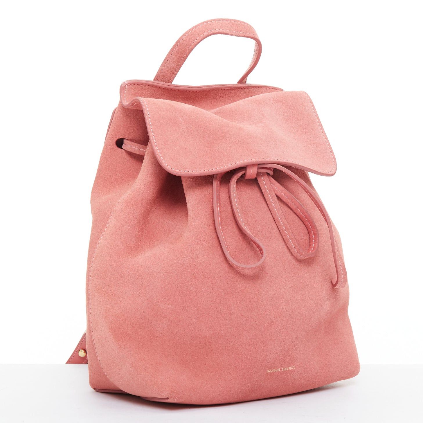 Mansur Gavriel MANSUR GAVRIEL Suede Mini Backpack pink leather gold logo tie bag Size ONE SIZE - 3 Thumbnail