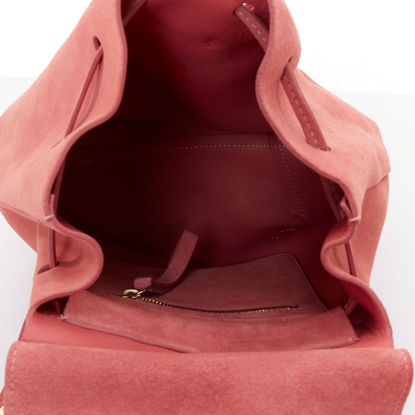 Mansur Gavriel MANSUR GAVRIEL Suede Mini Backpack pink leather gold logo tie bag Size ONE SIZE - 9 Thumbnail