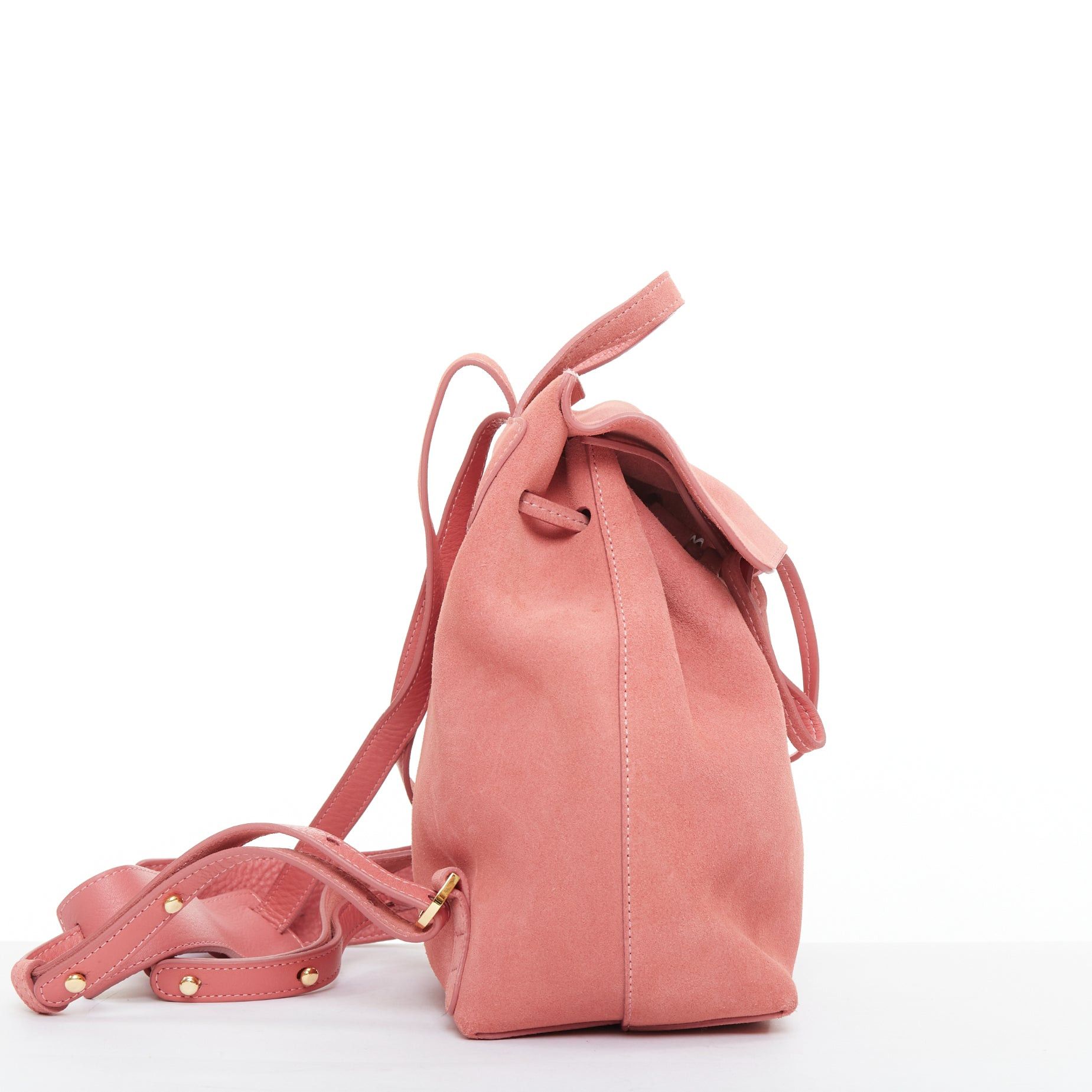 Mansur Gavriel MANSUR GAVRIEL Suede Mini Backpack pink leather gold logo tie bag Size ONE SIZE - 4 Thumbnail