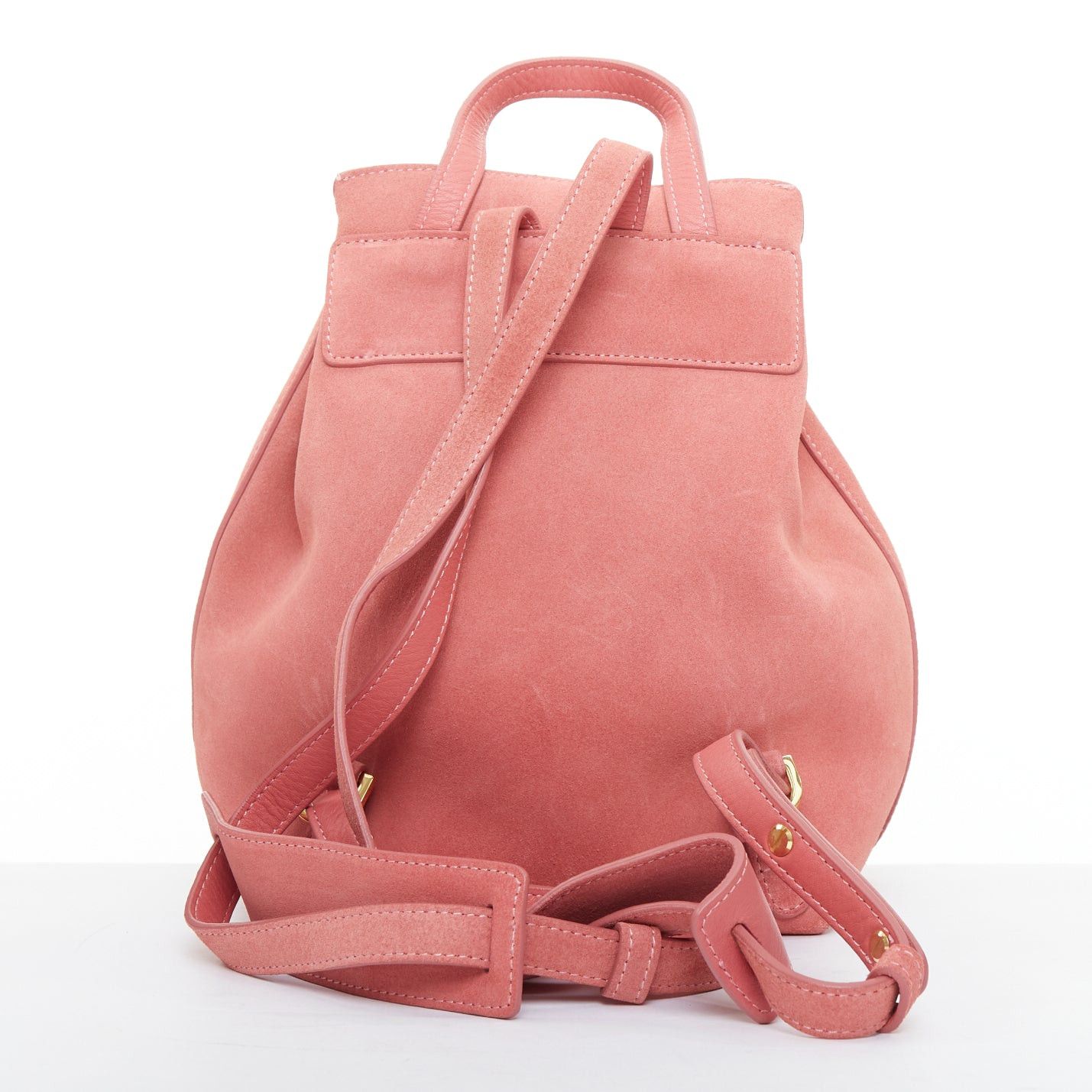 Mansur Gavriel MANSUR GAVRIEL Suede Mini Backpack pink leather gold logo tie bag Size ONE SIZE - 5 Thumbnail