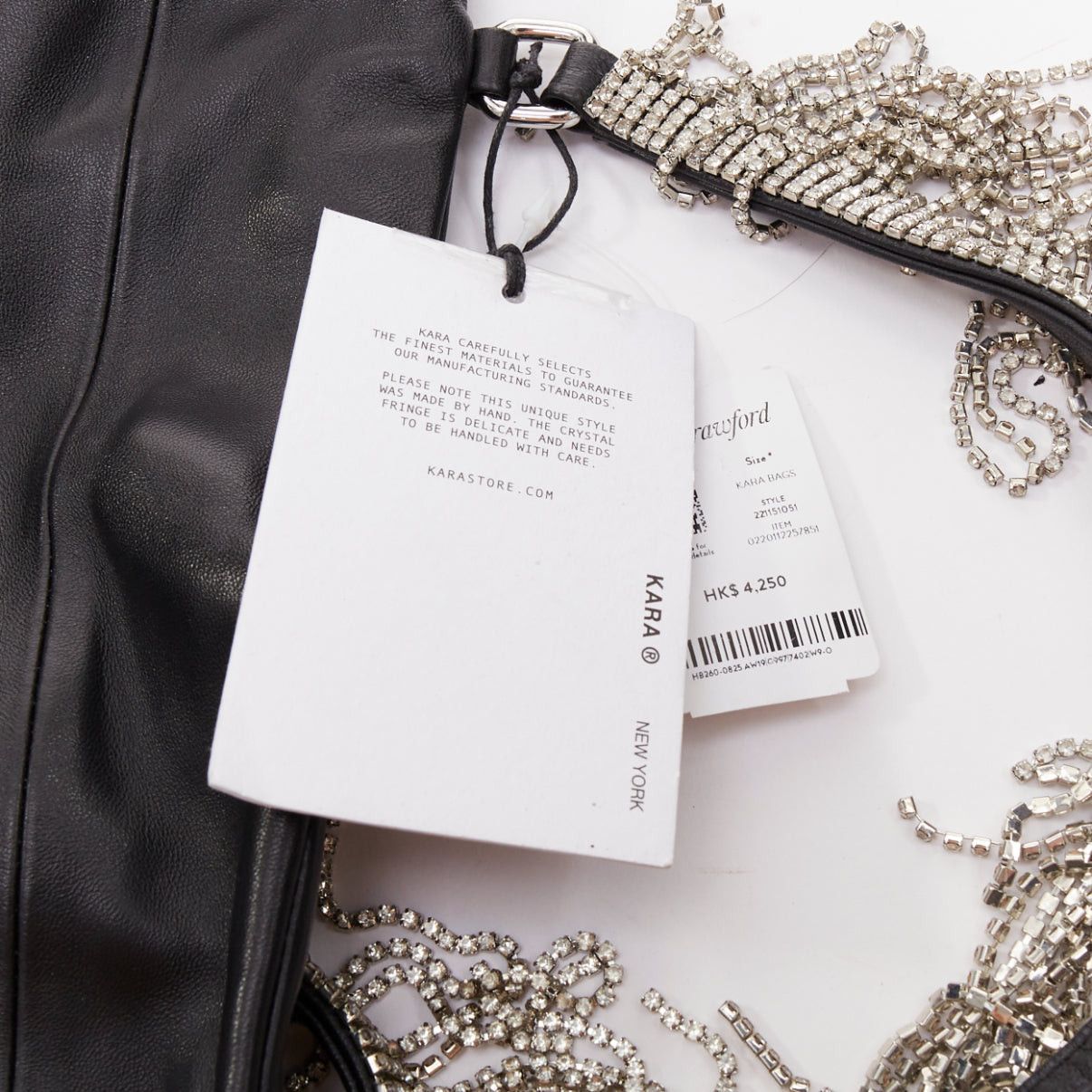 KARA KARA black leather white logo strass fringe crystal mini backpack bag Size ONE SIZE - 10 Thumbnail