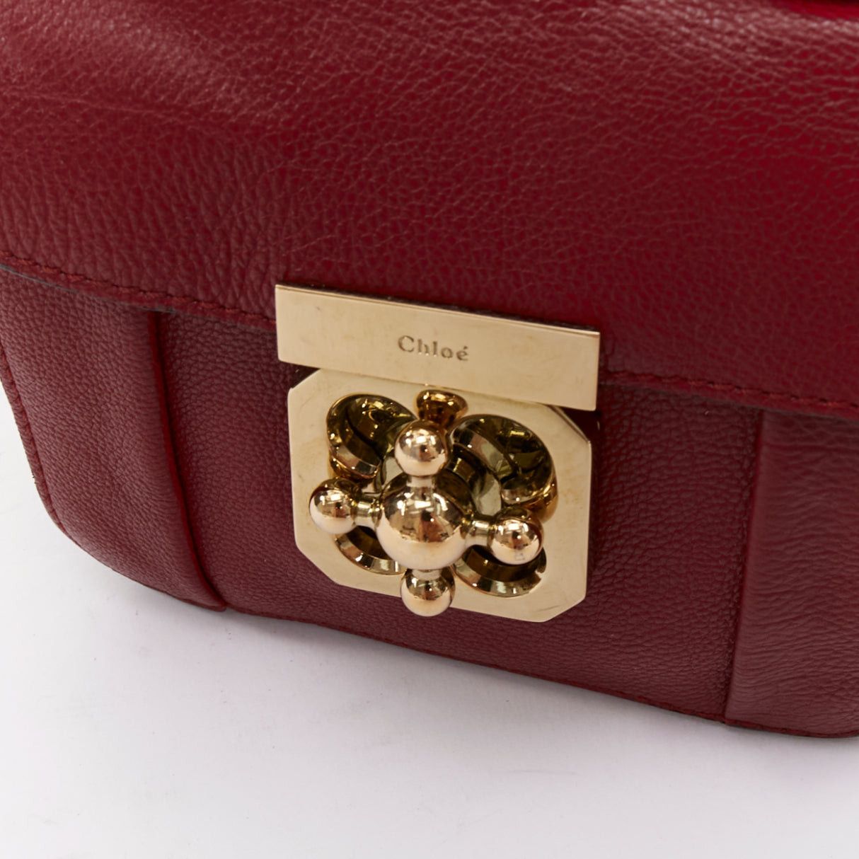 Chloe CHLOE Mini Elsie burgundy leather gold turnlock mini crossbody bag Size ONE SIZE - 7 Thumbnail
