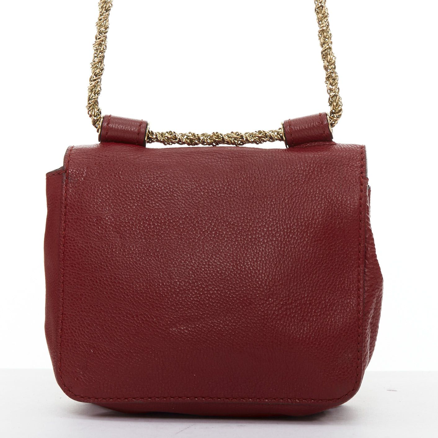 Chloe CHLOE Mini Elsie burgundy leather gold turnlock mini crossbody bag Size ONE SIZE - 5 Thumbnail