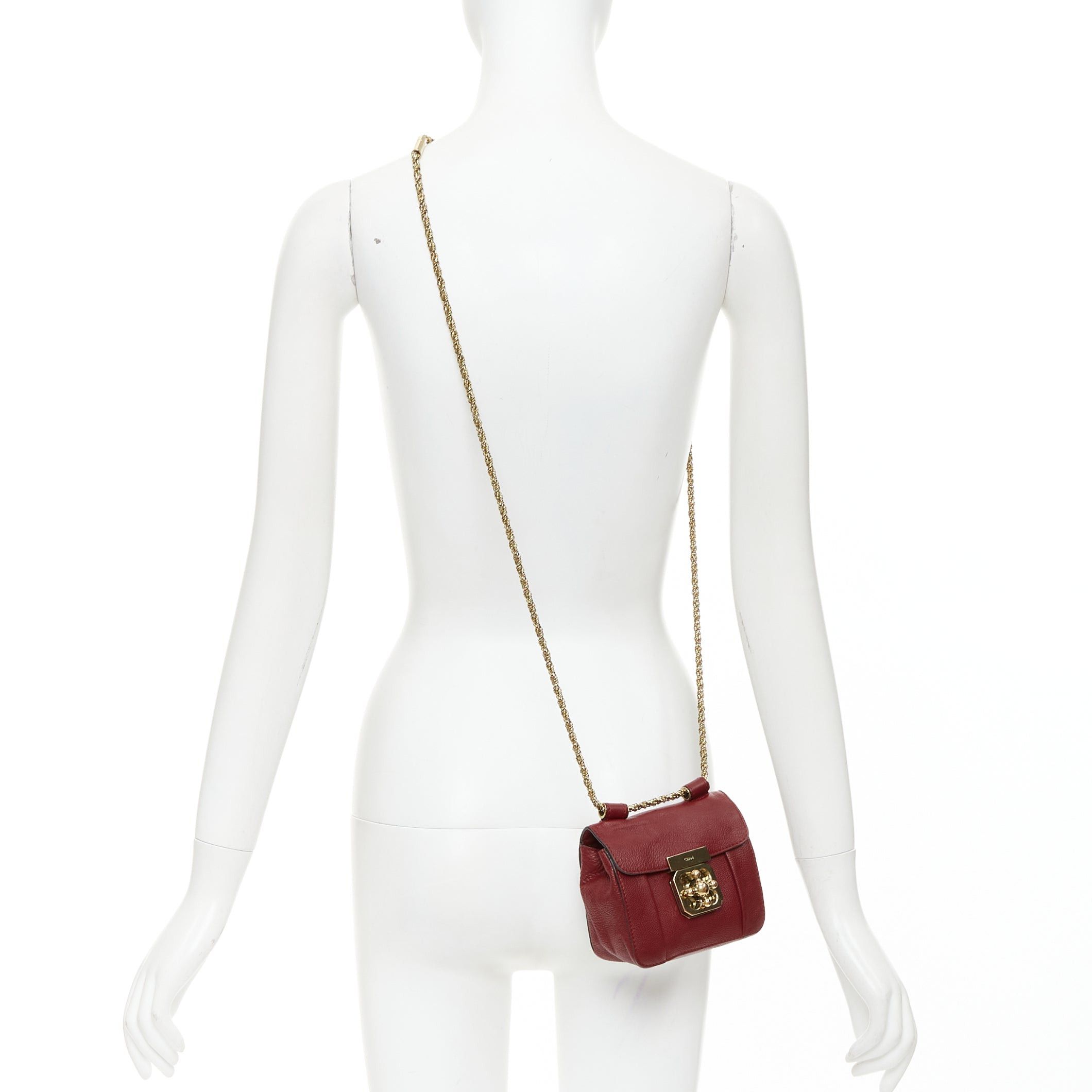 Chloe CHLOE Mini Elsie burgundy leather gold turnlock mini crossbody bag Size ONE SIZE - 2 Thumbnail