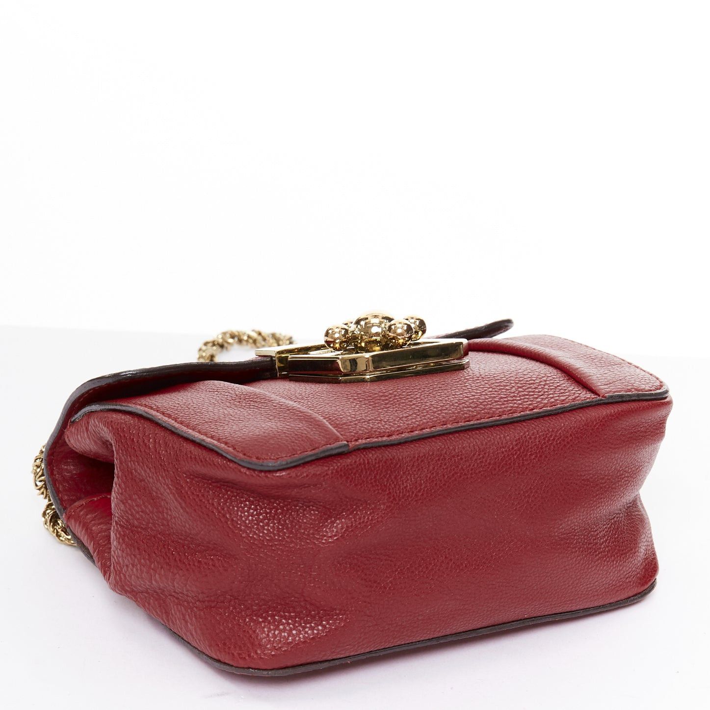 Chloe CHLOE Mini Elsie burgundy leather gold turnlock mini crossbody bag Size ONE SIZE - 6 Thumbnail