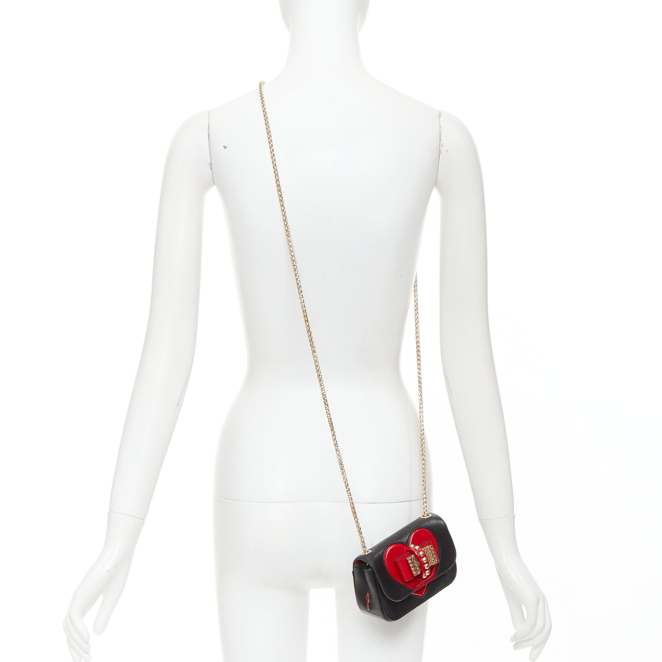 Christian Louboutin CHRISTIAN LOUBOUTIN Sweet Charity Heart black leather red patent mini crossbody bag Size ONE SIZE - 2 Thumbnail