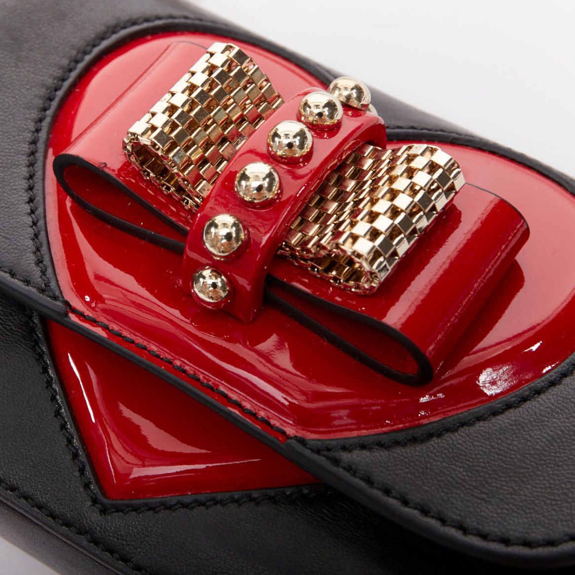 Christian Louboutin CHRISTIAN LOUBOUTIN Sweet Charity Heart black leather red patent mini crossbody bag Size ONE SIZE - 7 Thumbnail