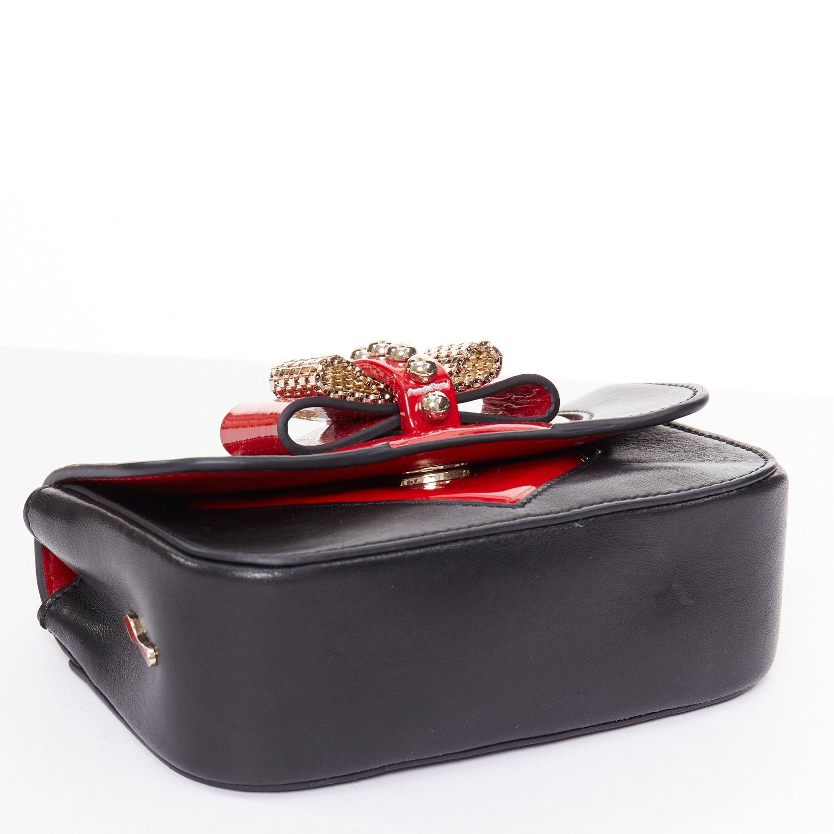 Christian Louboutin CHRISTIAN LOUBOUTIN Sweet Charity Heart black leather red patent mini crossbody bag Size ONE SIZE - 6 Thumbnail