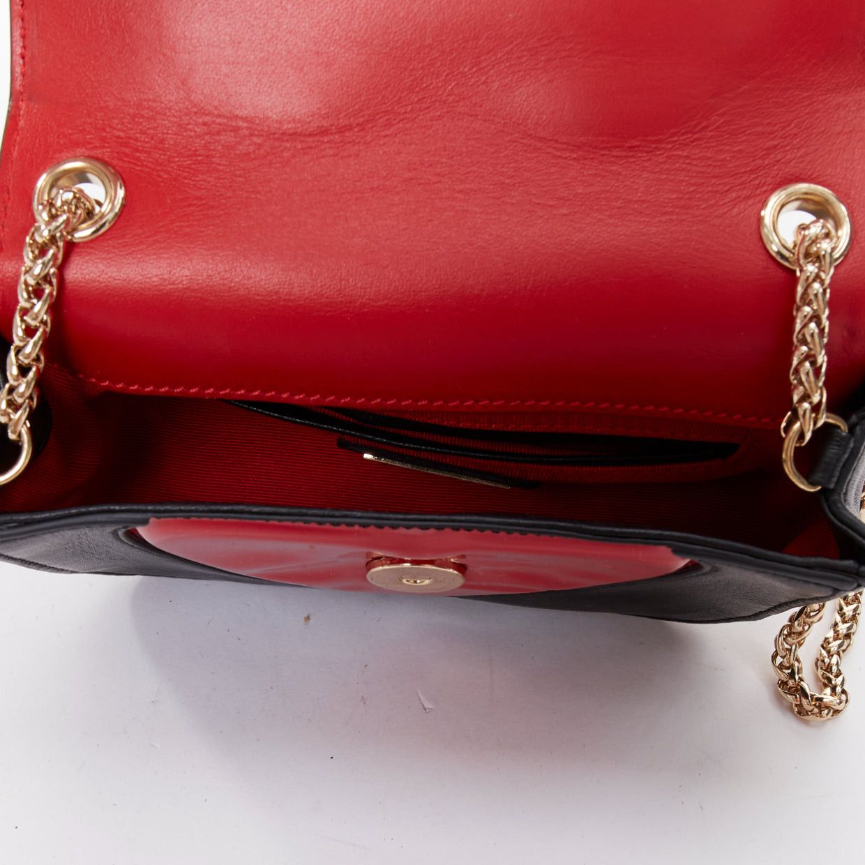 Christian Louboutin CHRISTIAN LOUBOUTIN Sweet Charity Heart black leather red patent mini crossbody bag Size ONE SIZE - 9 Thumbnail
