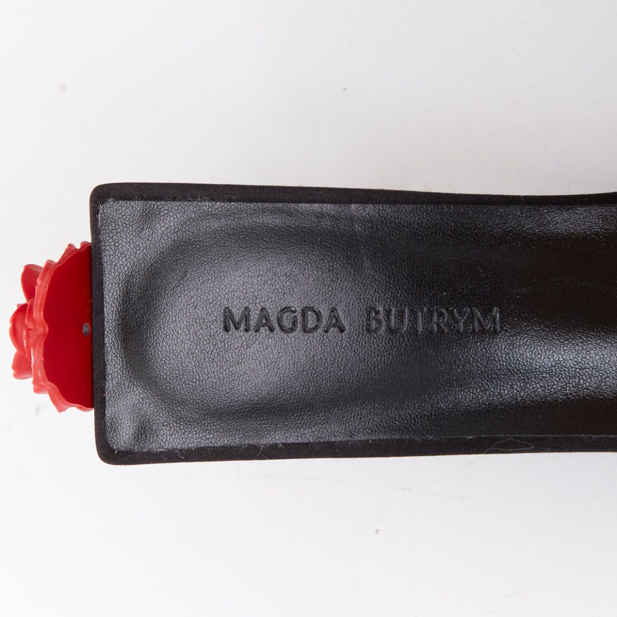 Magda Butrym MAGDA BUTRYM red floral black satin embellished mid mule heels EU37.5 Size US 7.5 / IT 37.5 - 9 Thumbnail