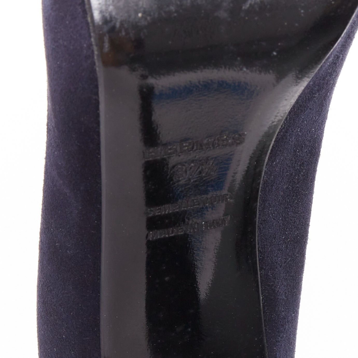 Hermes HERMES navy suede leather silk bow tie back spool heeled pumps EU37.5 Size US 7.5 / IT 37.5 - 10 Thumbnail
