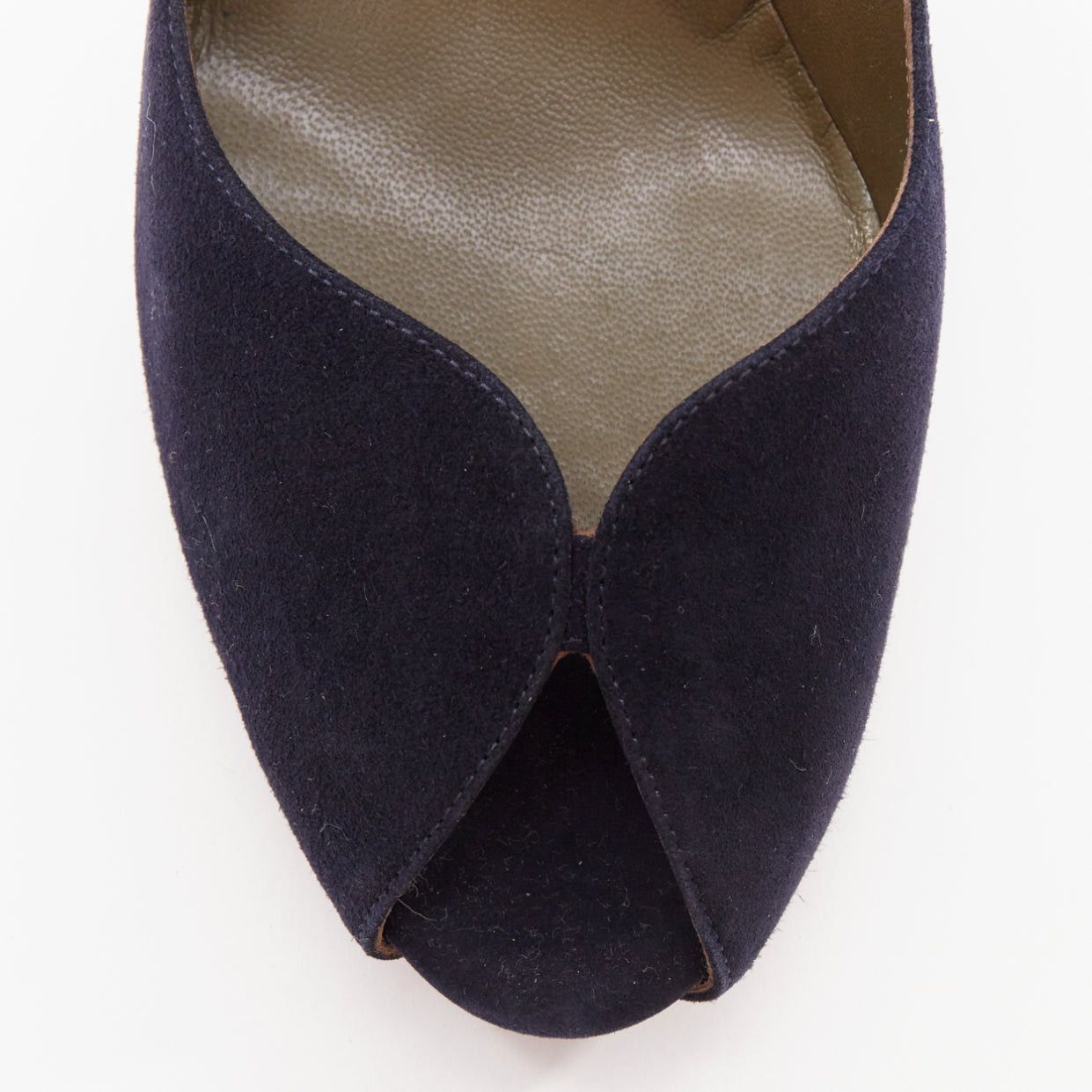 Hermes HERMES navy suede leather silk bow tie back spool heeled pumps EU37.5 Size US 7.5 / IT 37.5 - 6 Thumbnail