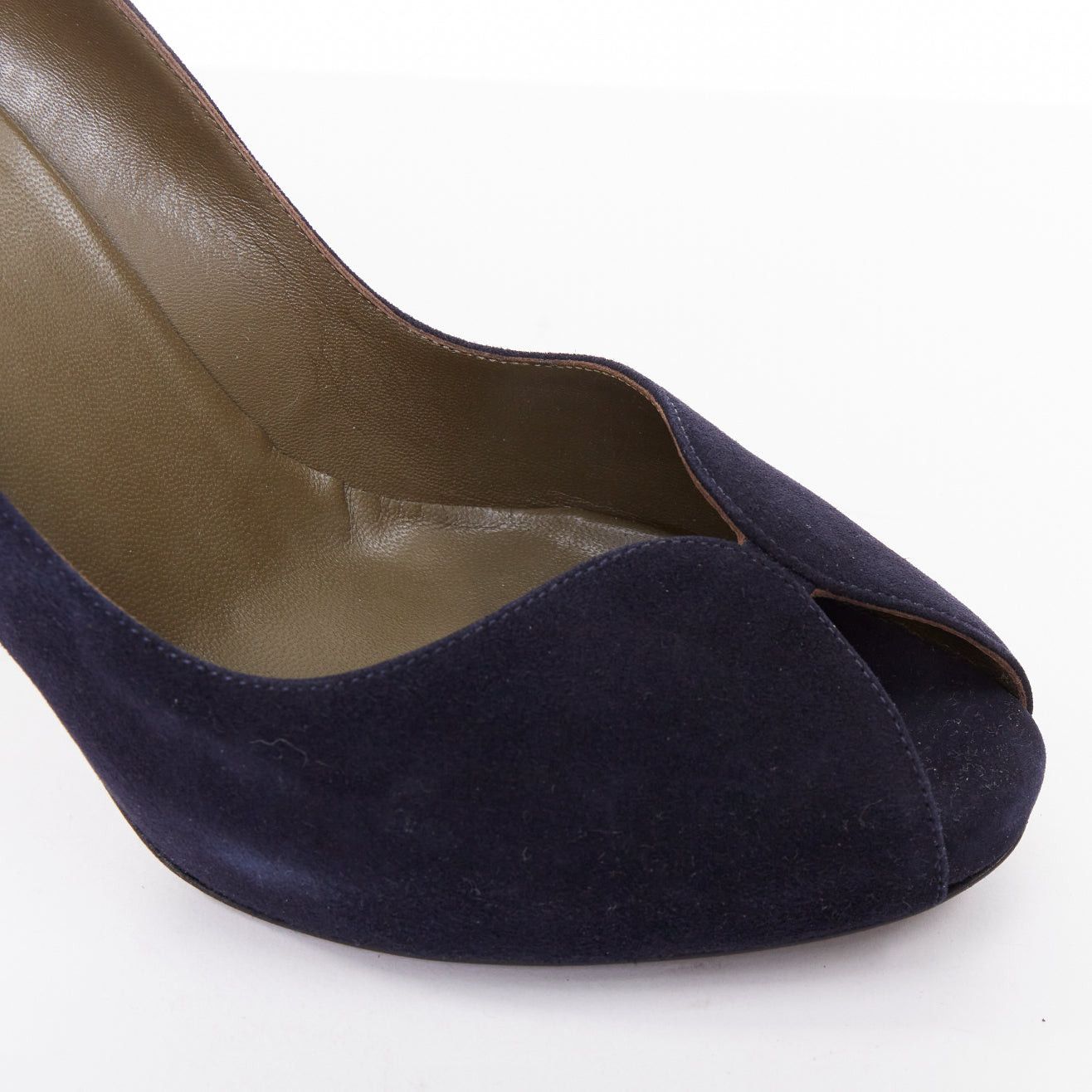 Hermes HERMES navy suede leather silk bow tie back spool heeled pumps EU37.5 Size US 7.5 / IT 37.5 - 7 Thumbnail