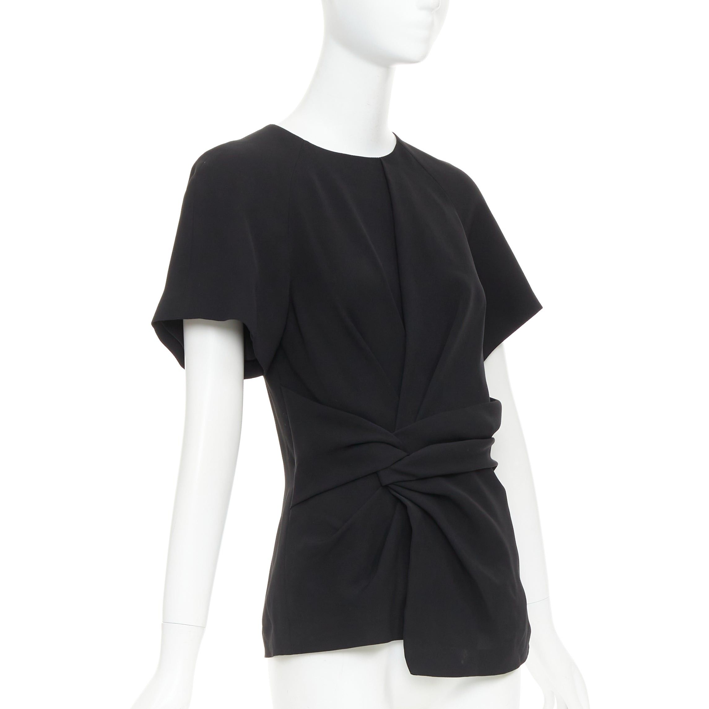 Alexander Wang ALEXANDER WANG black drape knot front raglan crew neck top US2 S Size S / US 4 / IT 40 - 3 Thumbnail