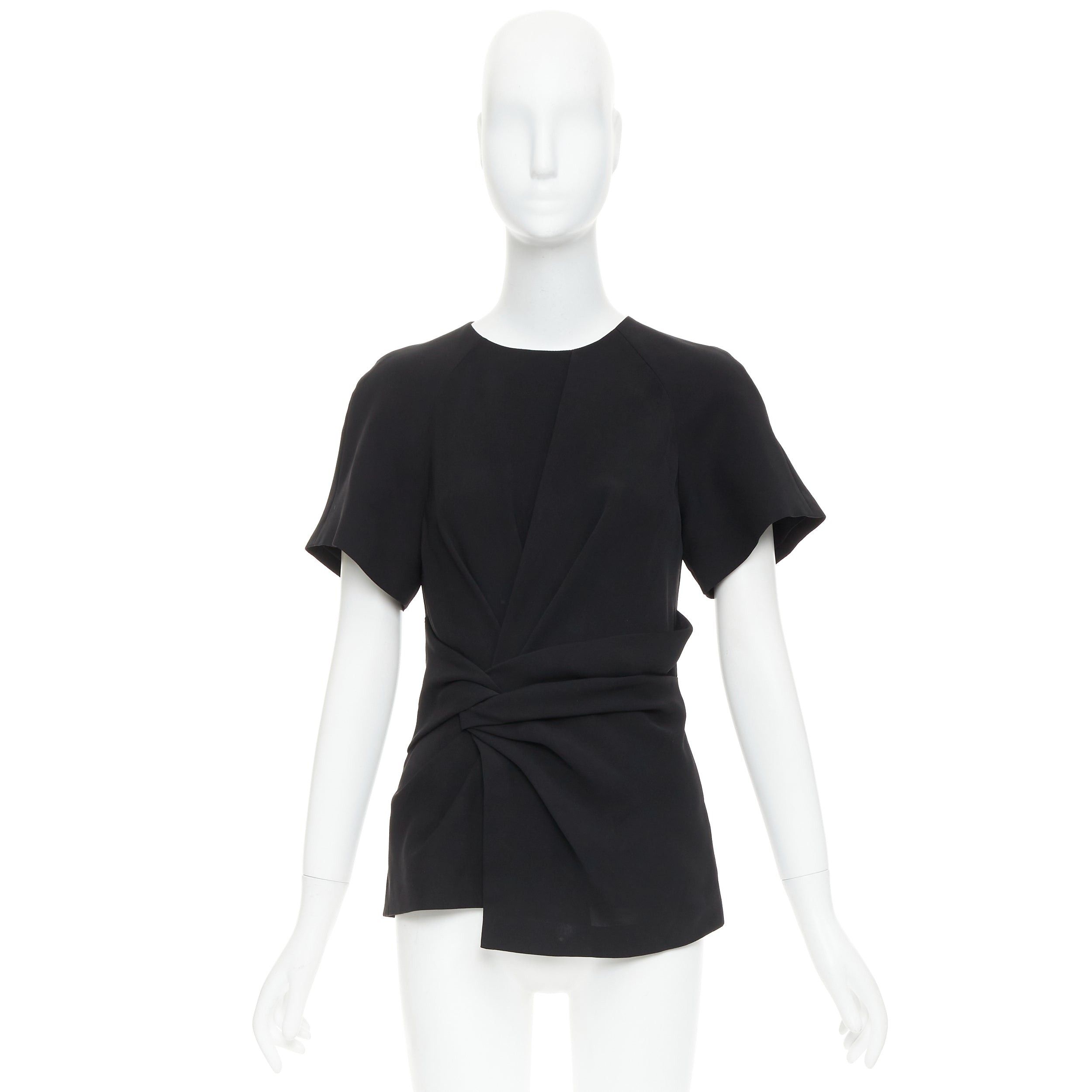 Alexander Wang ALEXANDER WANG black drape knot front raglan crew neck top US2 S Size S / US 4 / IT 40 - 9 Thumbnail