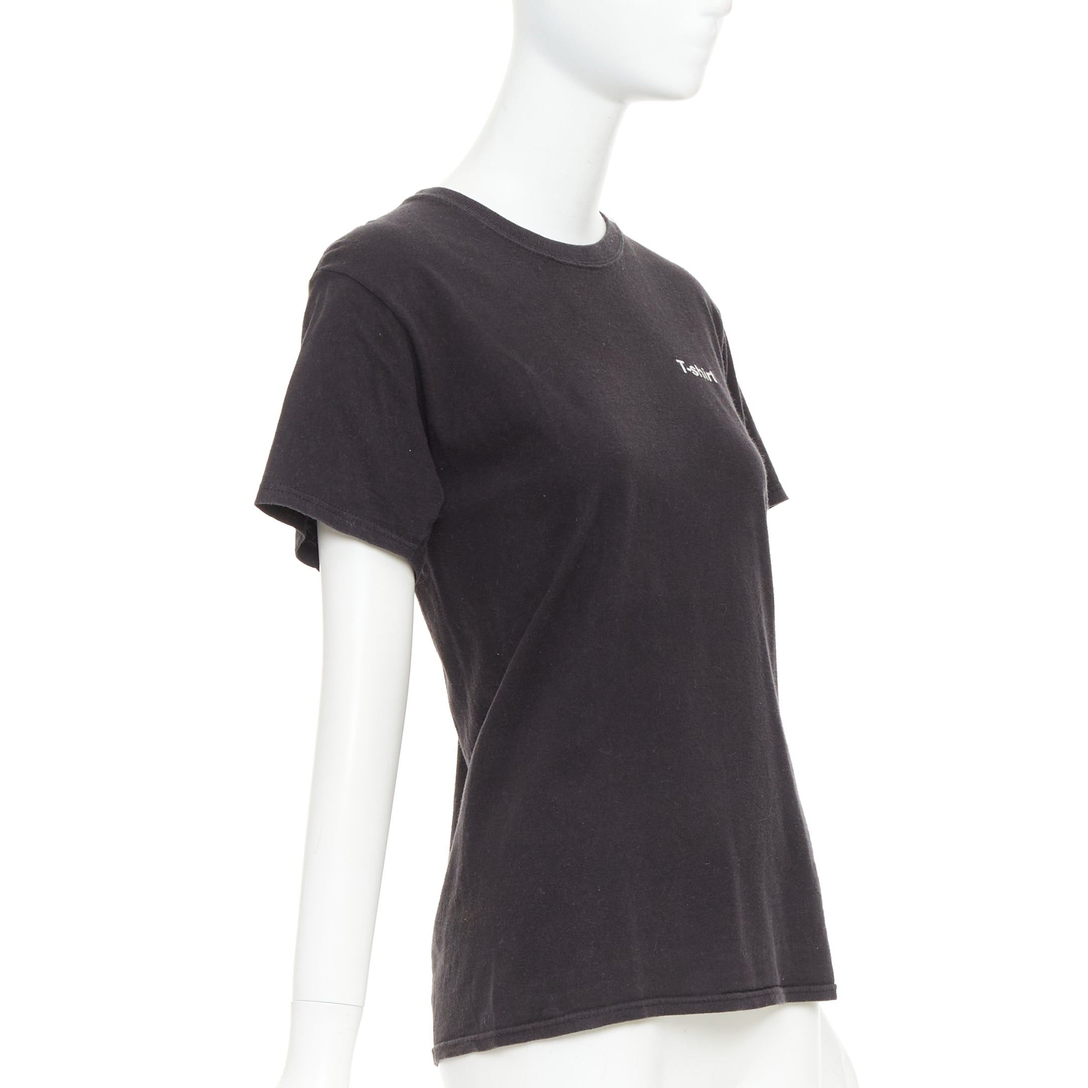 Vetements VETEMENTS 2017 black cotton white fonts explanation crew neck T-shirt Size S / US 4 / IT 40 - 3 Thumbnail