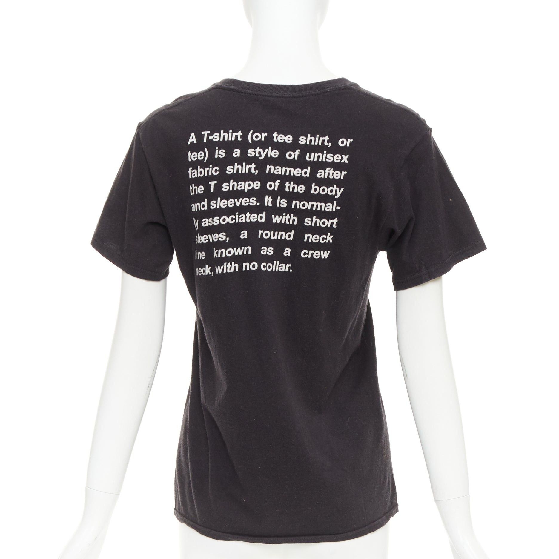 Vetements VETEMENTS 2017 black cotton white fonts explanation crew neck T-shirt Size S / US 4 / IT 40 - 2 Thumbnail