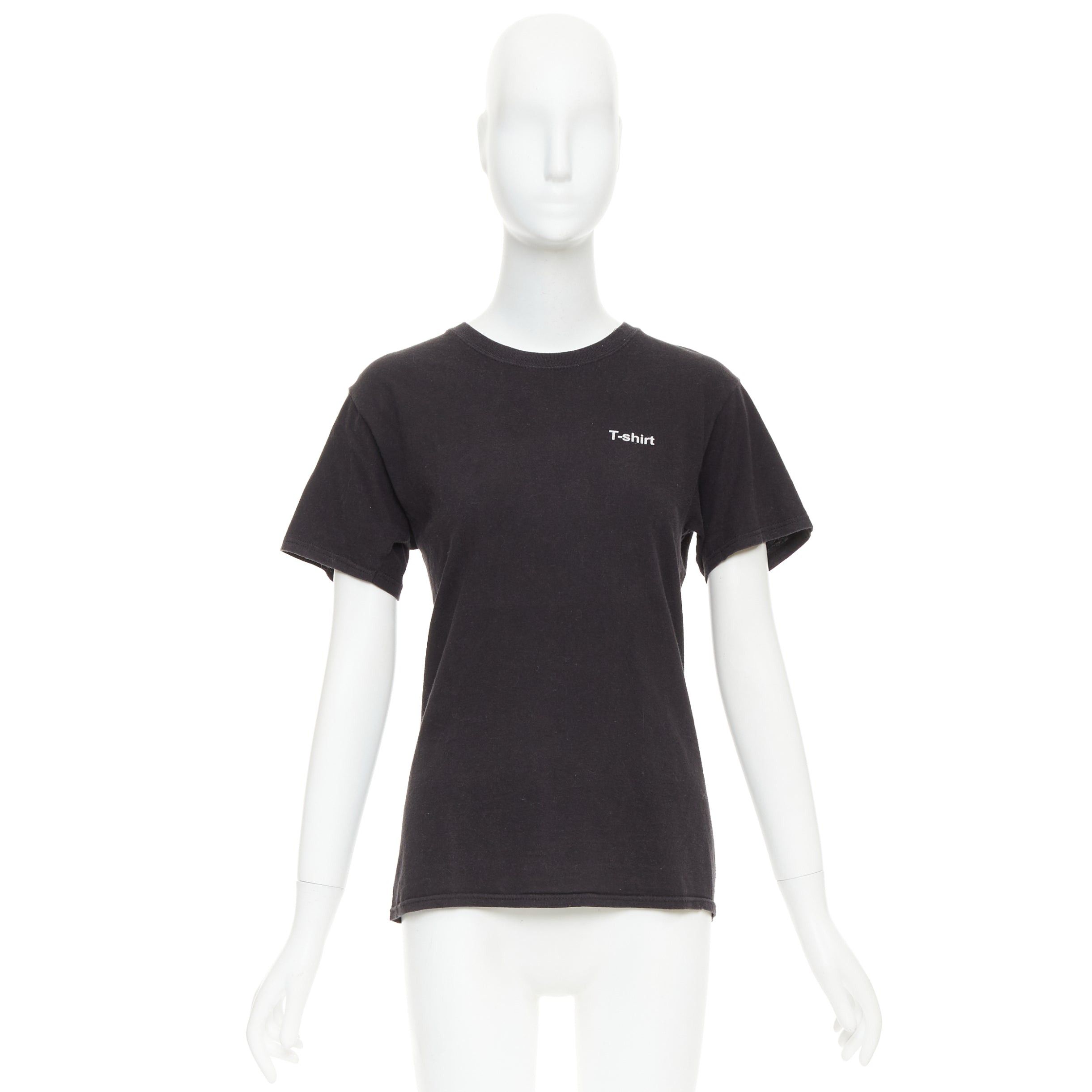 Vetements VETEMENTS 2017 black cotton white fonts explanation crew neck T-shirt Size S / US 4 / IT 40 - 9 Thumbnail