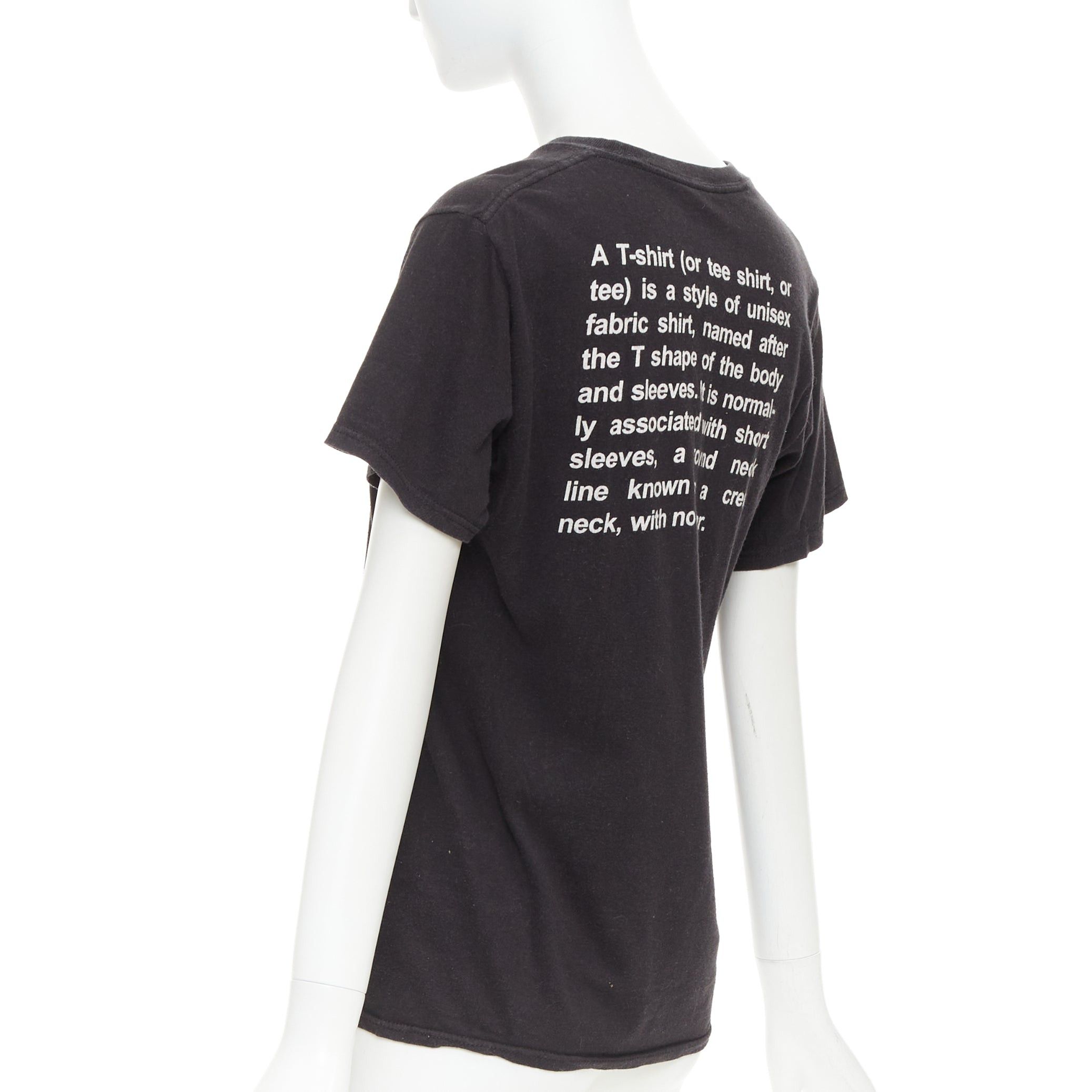 Vetements VETEMENTS 2017 black cotton white fonts explanation crew neck T-shirt Size S / US 4 / IT 40 - 5 Thumbnail