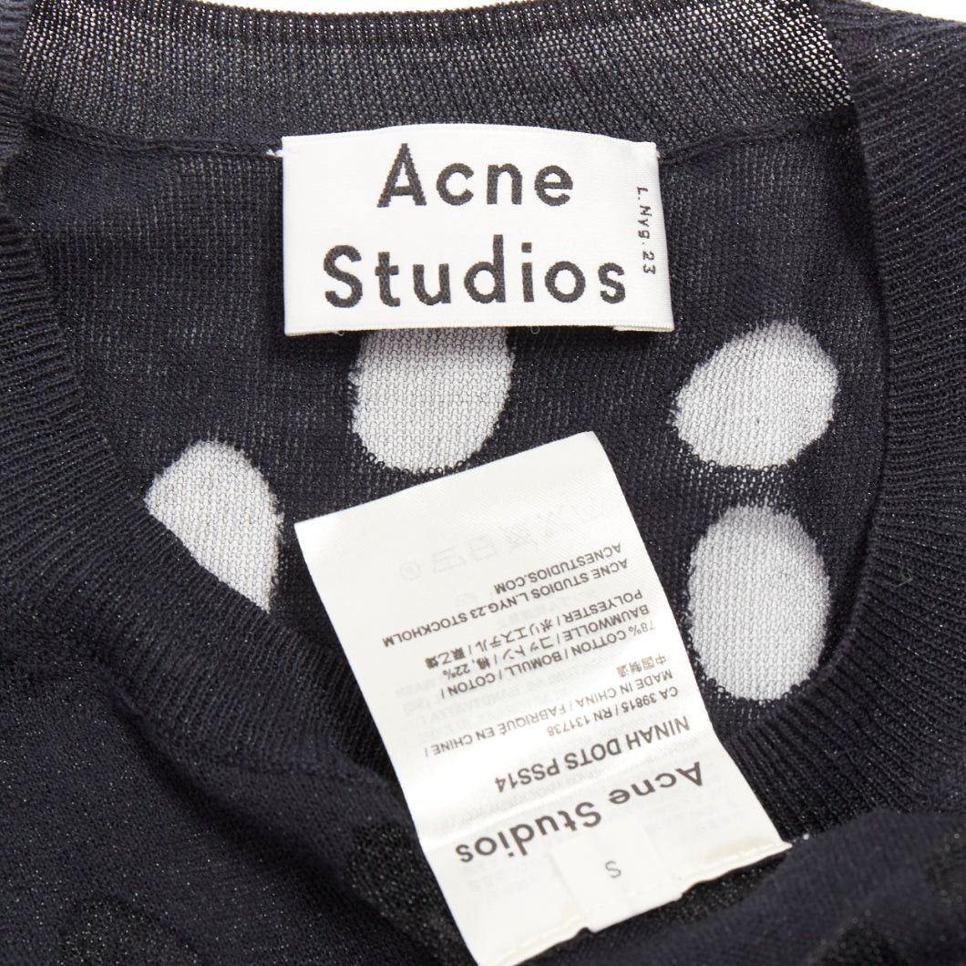 Acne Studios ACNE STUDIOS 2014 Ninah Dots black cotton blend irregular dots sheer sweater pullover S Size S / US 4 / IT 40 - 8 Thumbnail